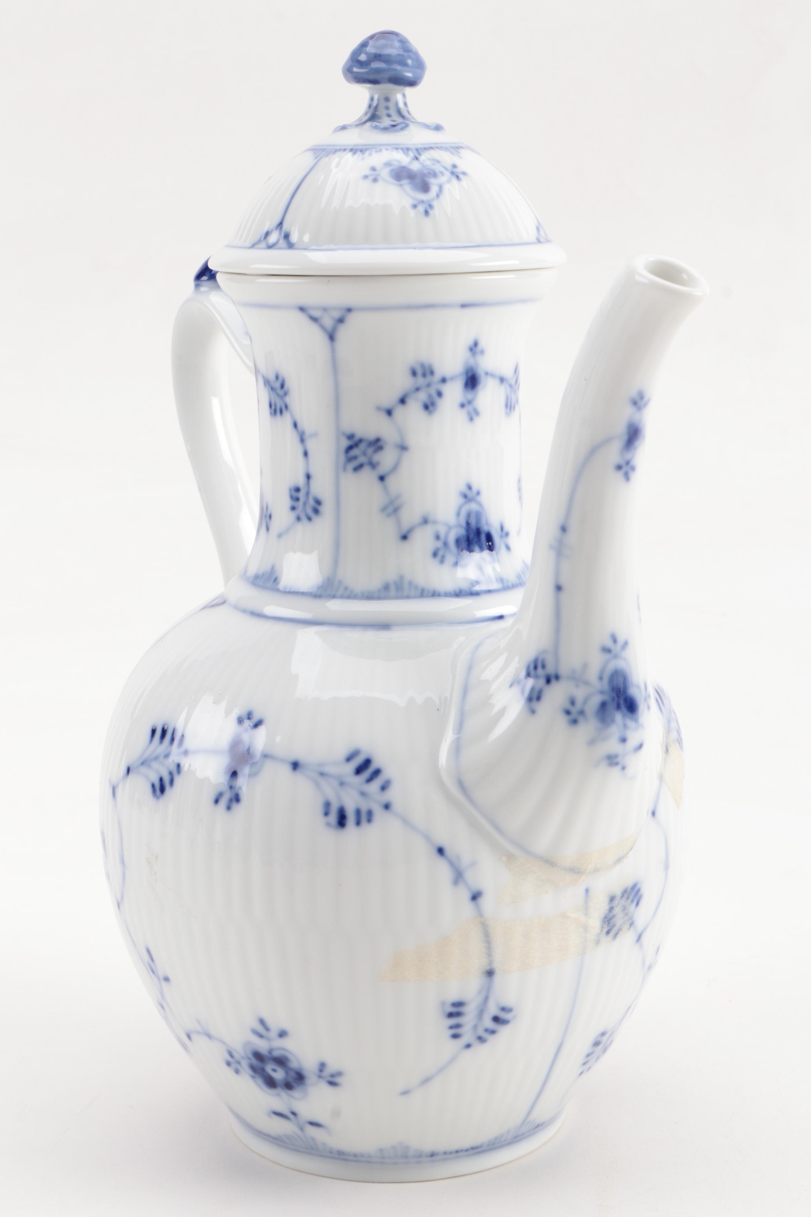 Royal Copenhagen "Blue Fluted" Coffee Pot, Tea Pot, and Sugar Bowl