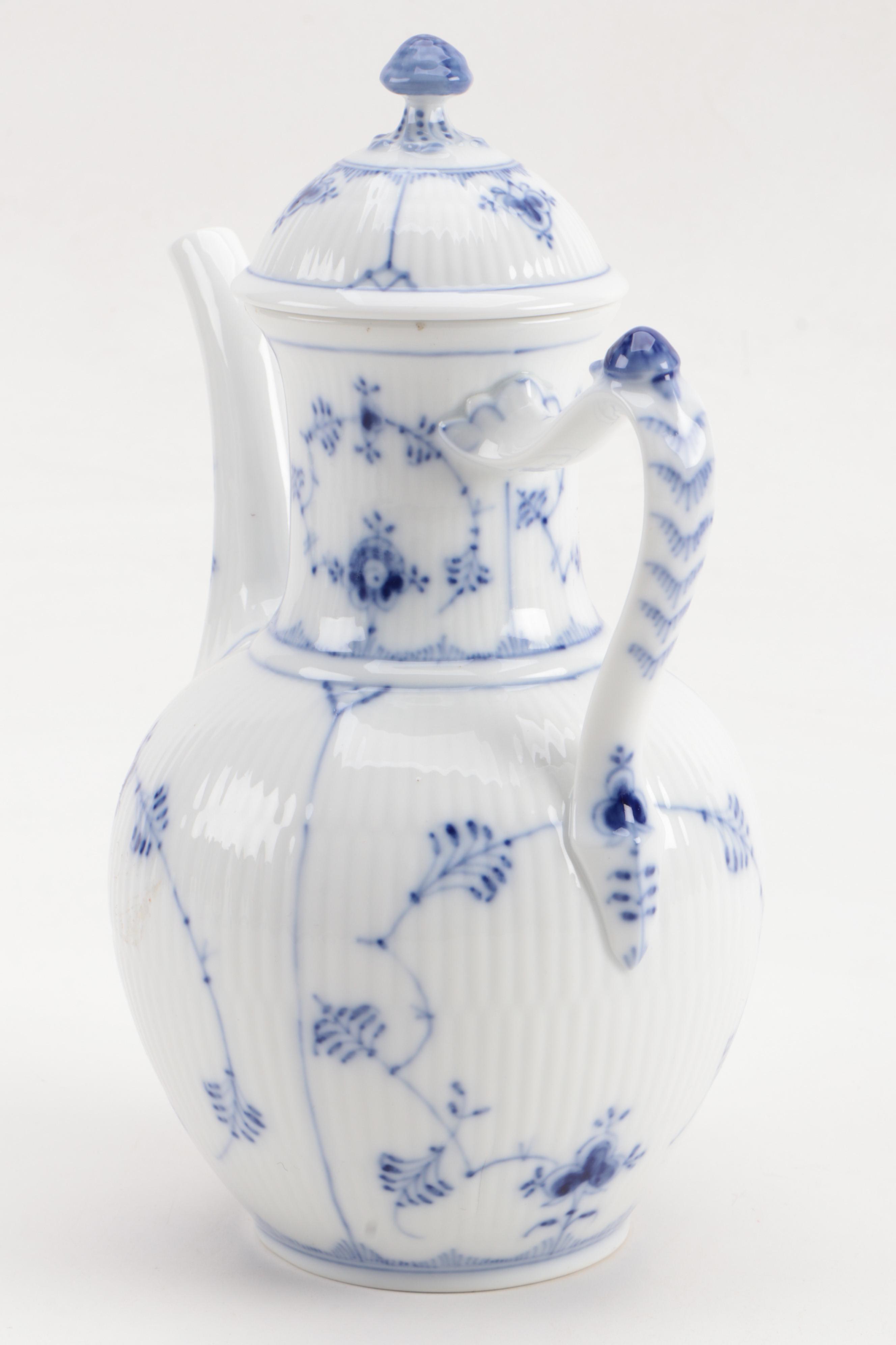 Royal Copenhagen "Blue Fluted" Coffee Pot, Tea Pot, and Sugar Bowl