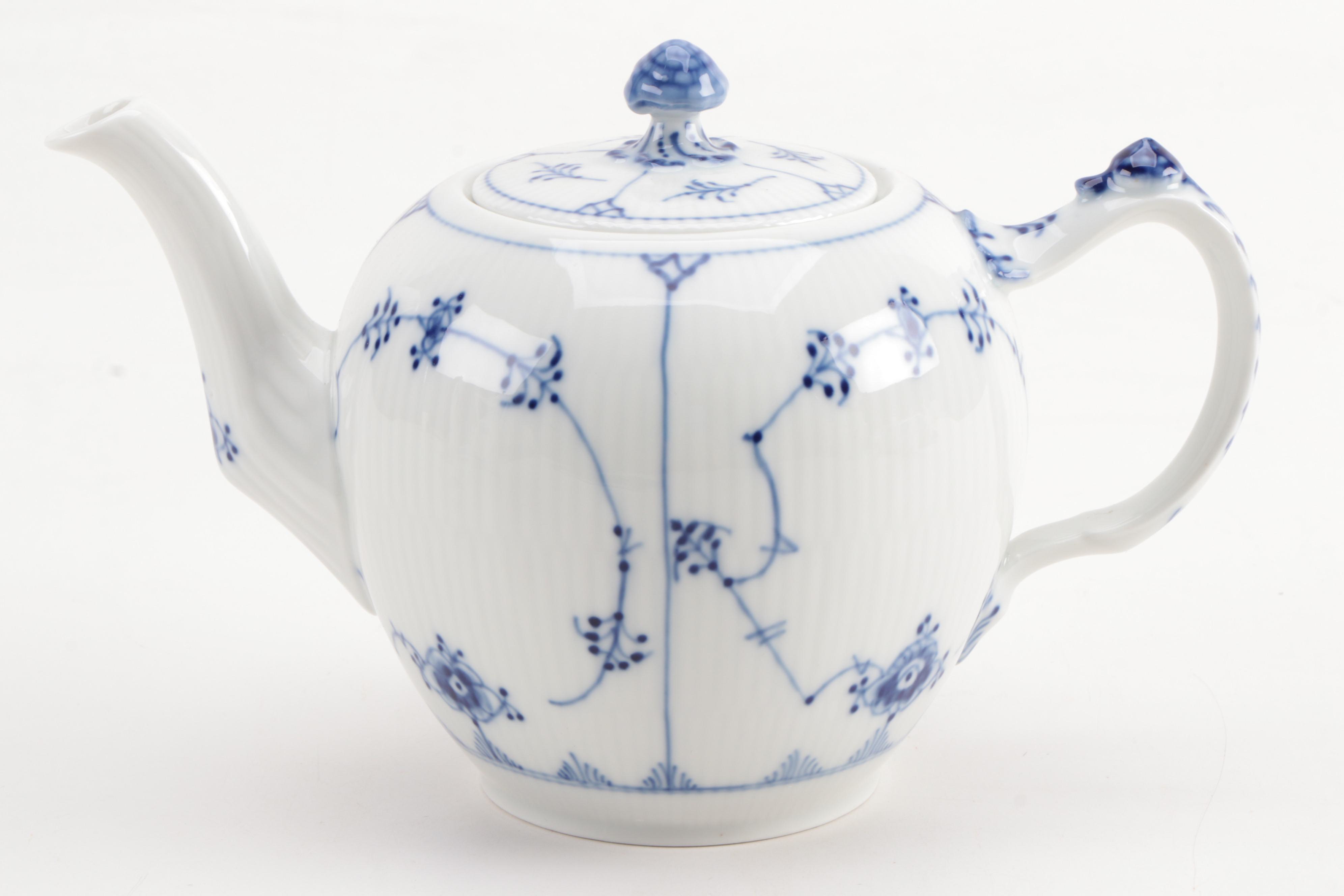 Royal Copenhagen "Blue Fluted" Coffee Pot, Tea Pot, and Sugar Bowl