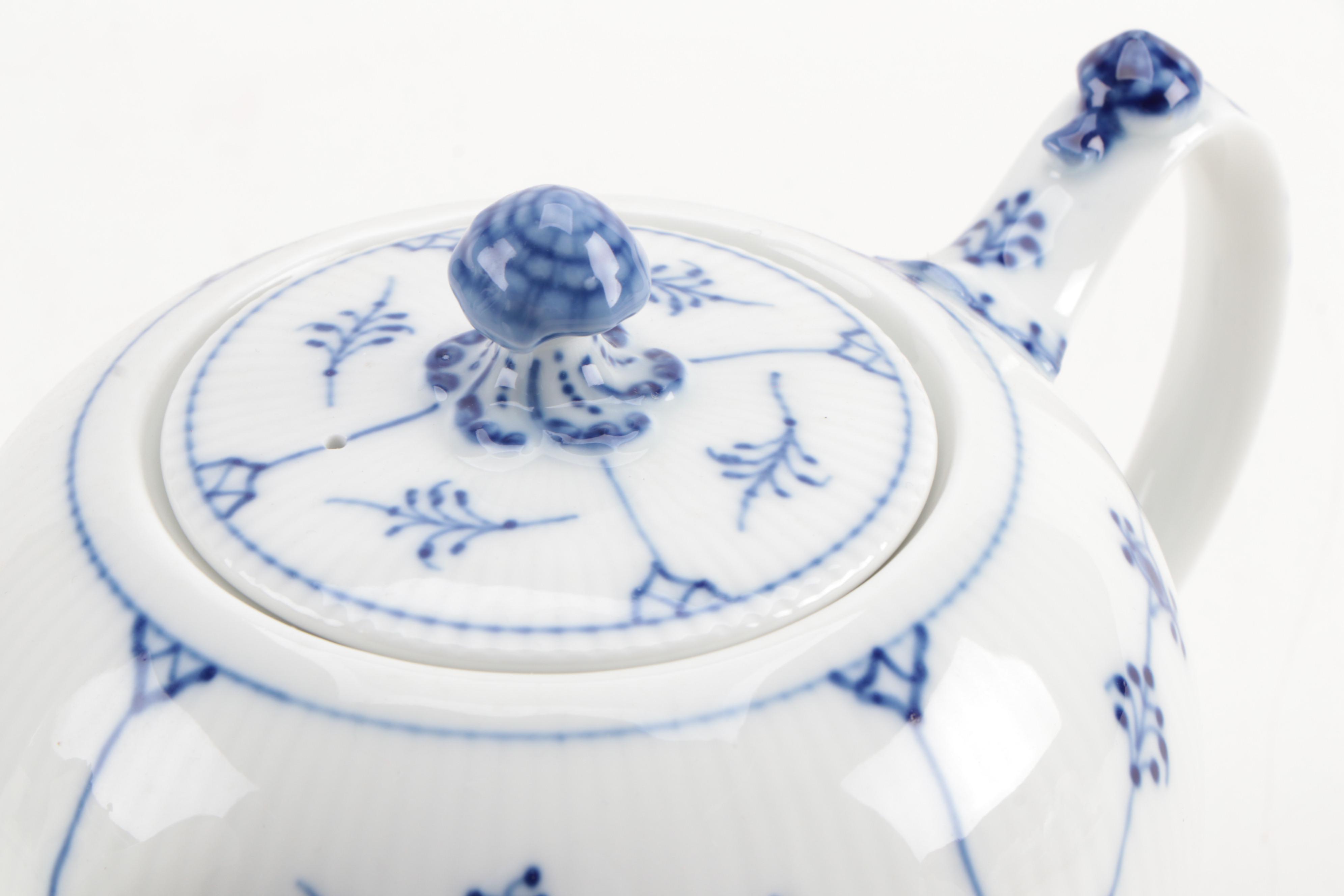 Royal Copenhagen "Blue Fluted" Coffee Pot, Tea Pot, and Sugar Bowl