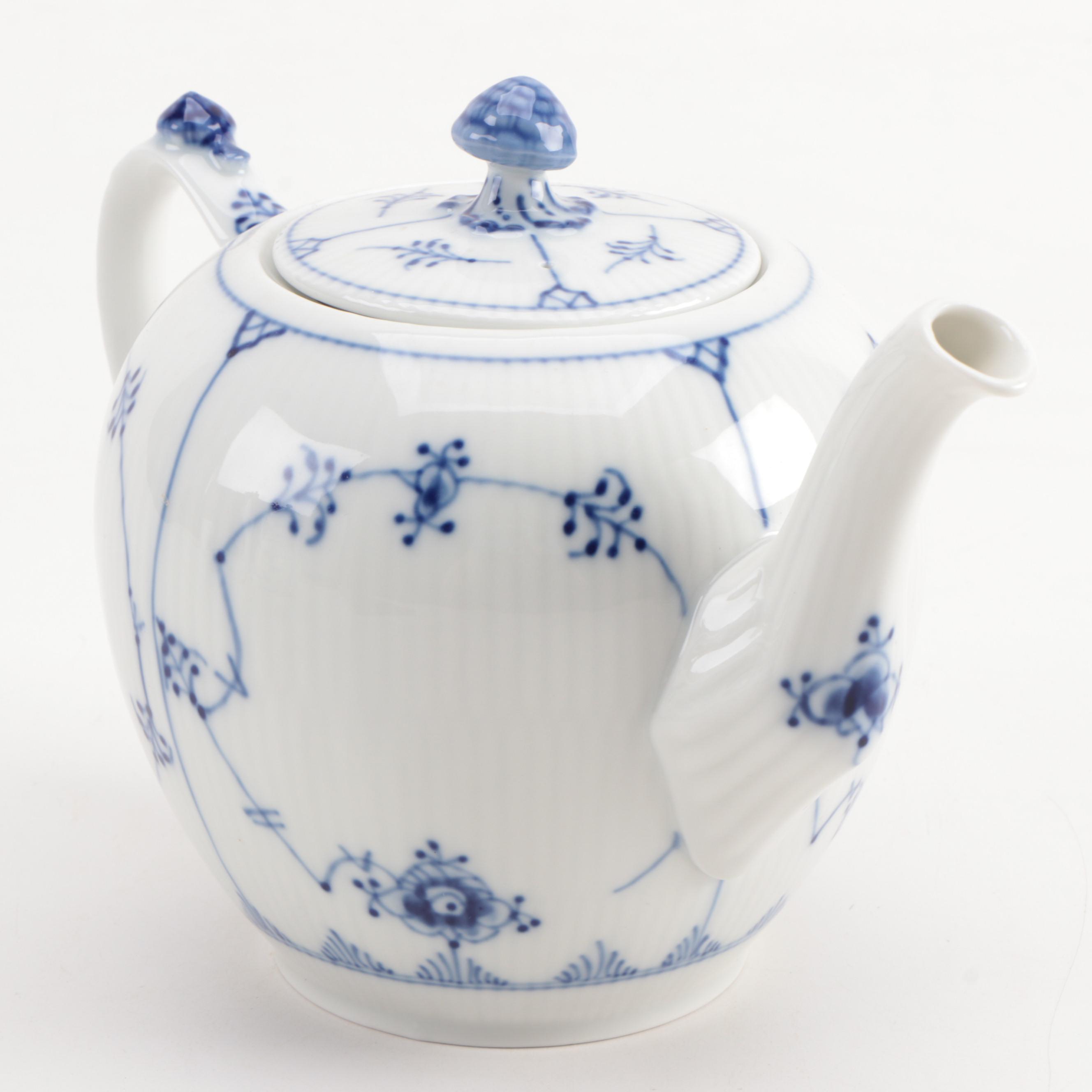 Royal Copenhagen "Blue Fluted" Coffee Pot, Tea Pot, and Sugar Bowl