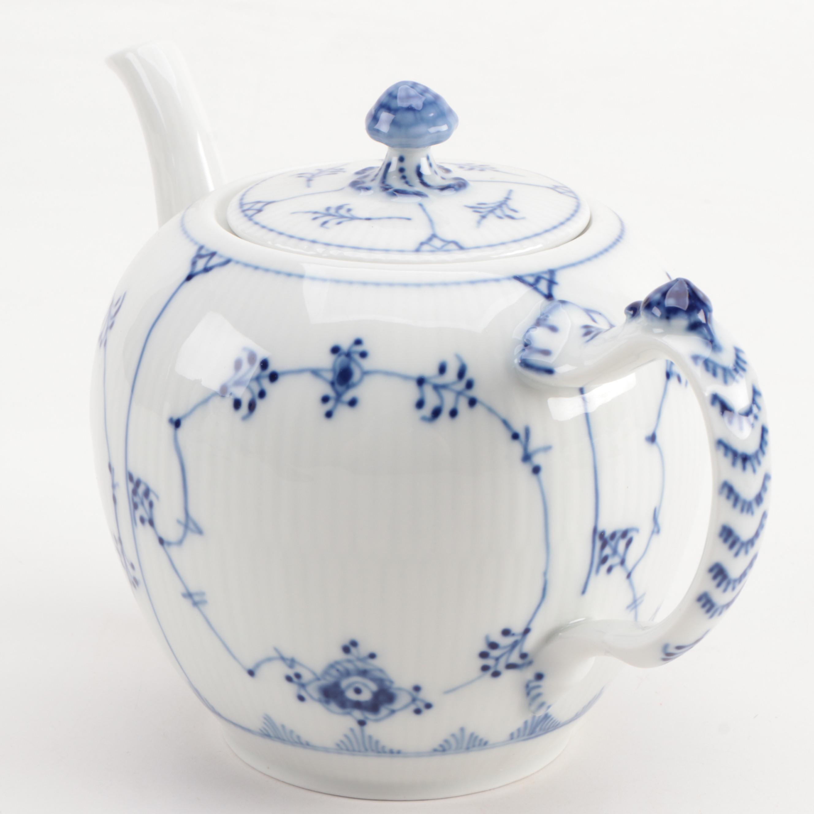 Royal Copenhagen "Blue Fluted" Coffee Pot, Tea Pot, and Sugar Bowl