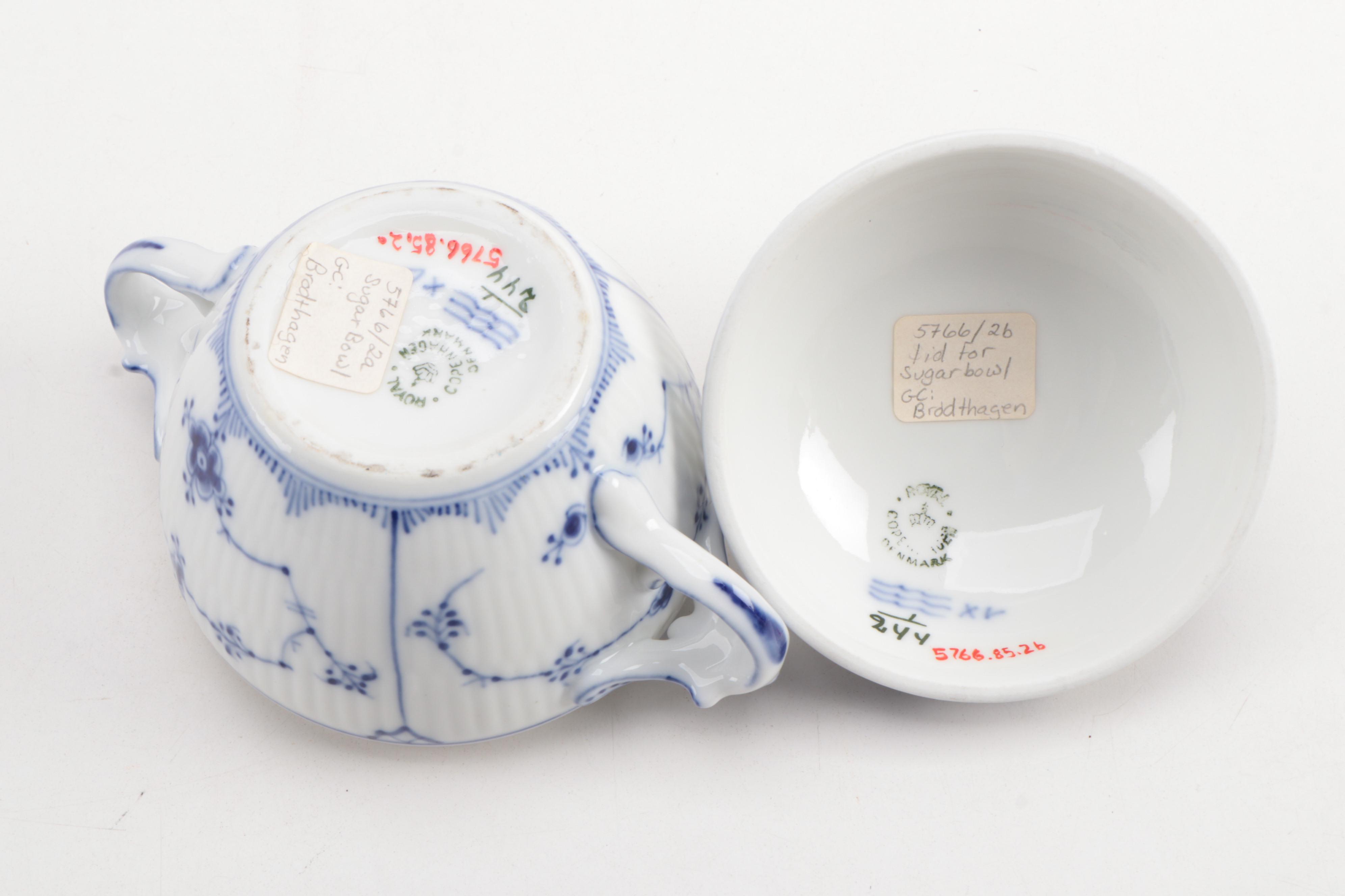 Royal Copenhagen "Blue Fluted" Coffee Pot, Tea Pot, and Sugar Bowl