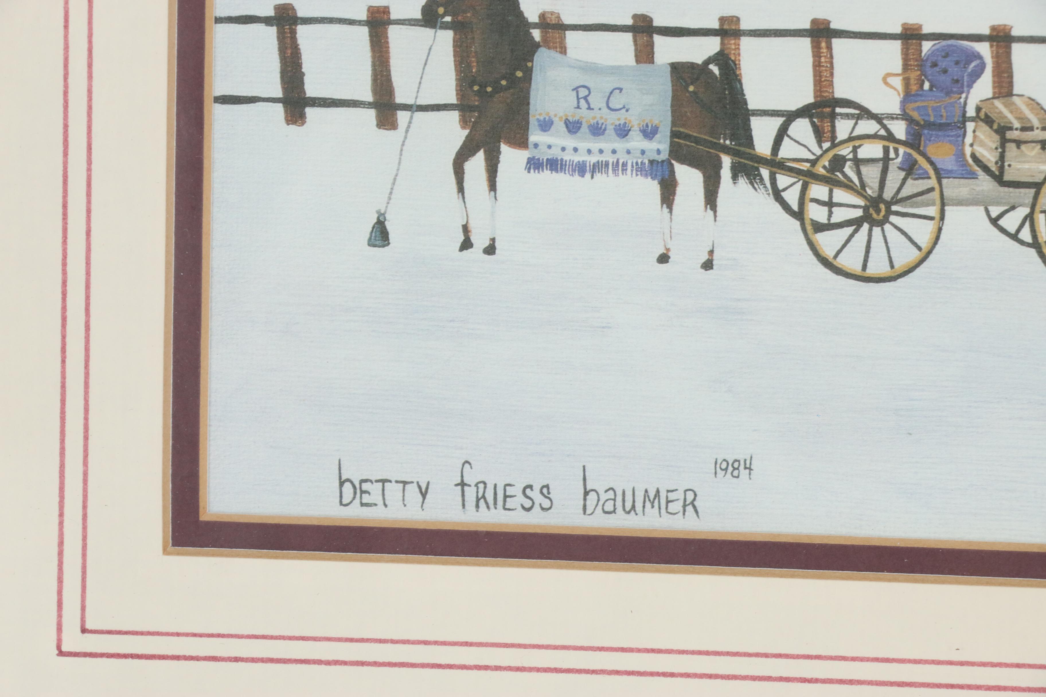 Betty Friess Baumer Offset Lithograph "Going Traveling"