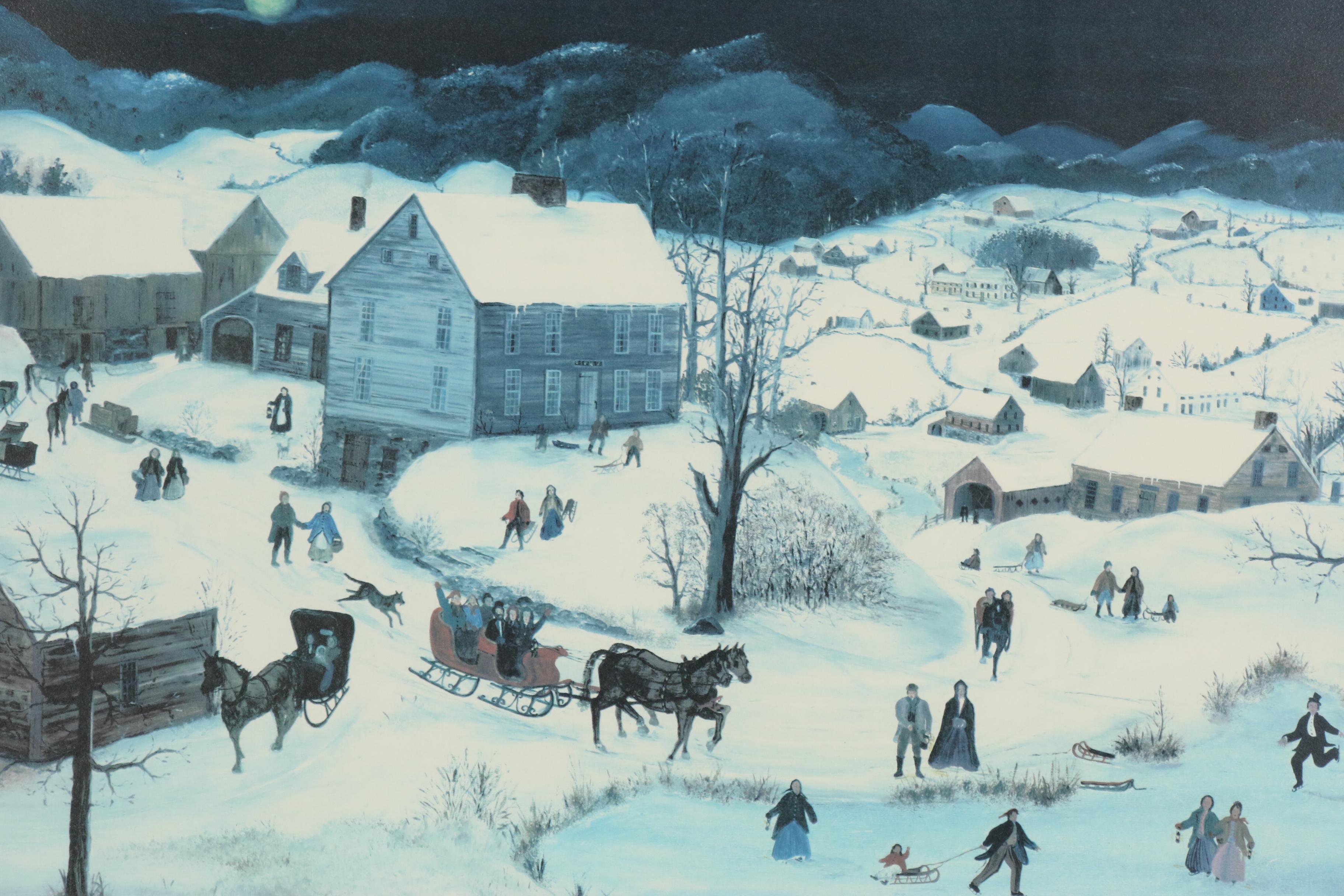 Will Moses Lithograph "Midnight Sleigh Ride"