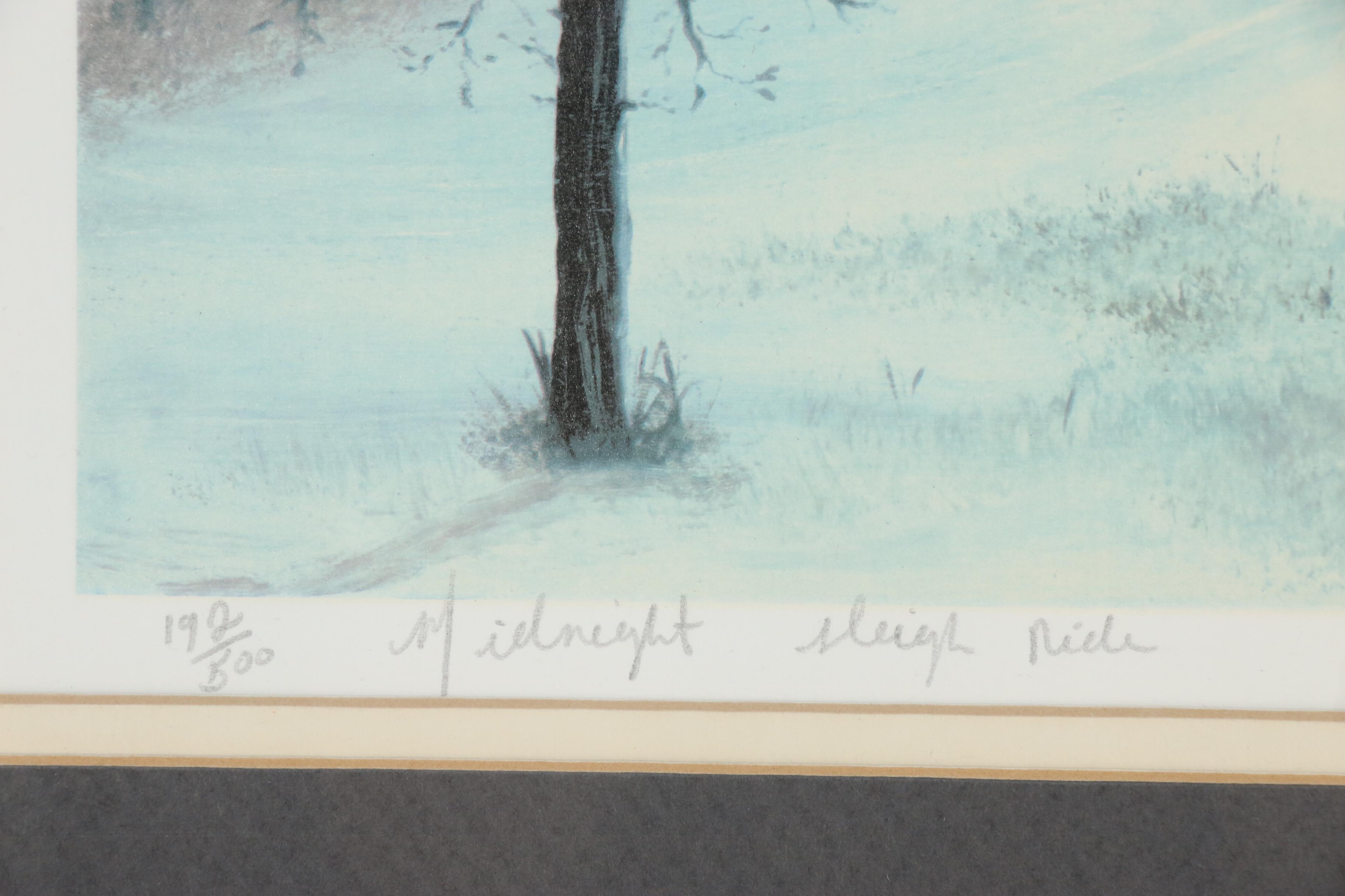 Will Moses Lithograph "Midnight Sleigh Ride"