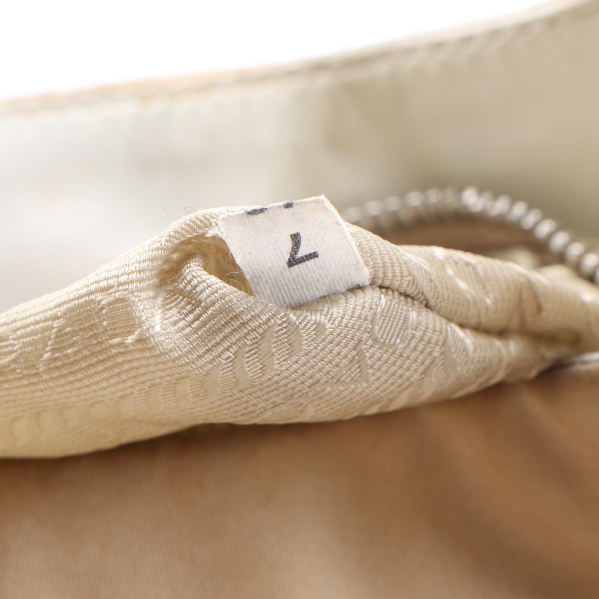 Prada White Leather and Beige Tessuto Nylon Satchel