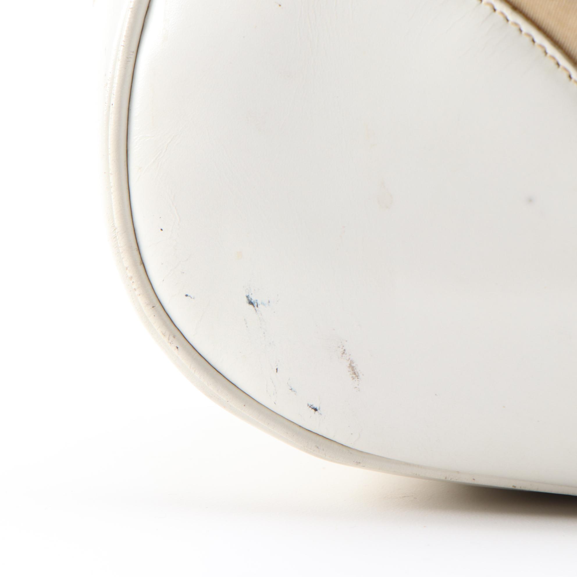 Prada White Leather and Beige Tessuto Nylon Satchel