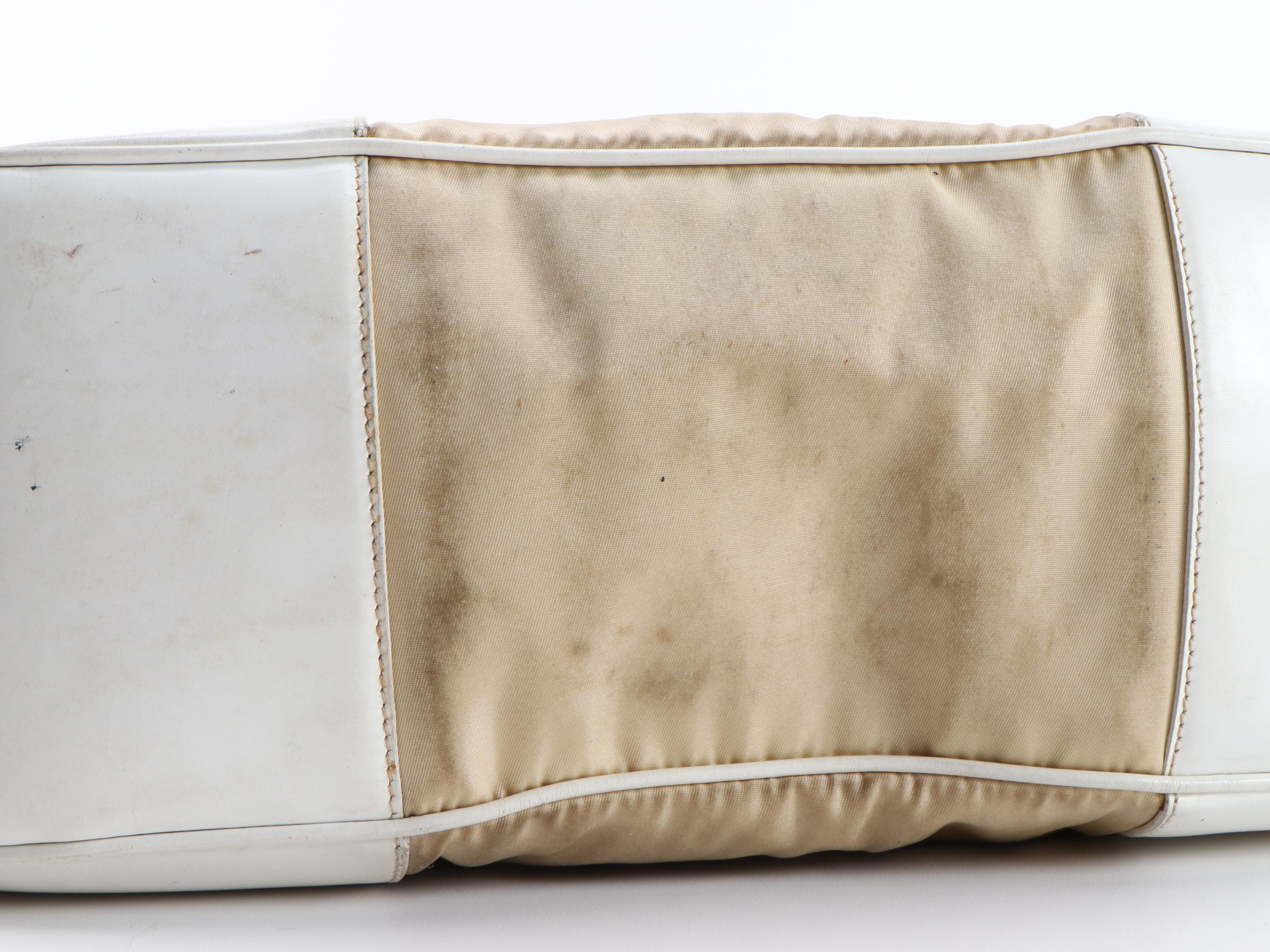 Prada White Leather and Beige Tessuto Nylon Satchel