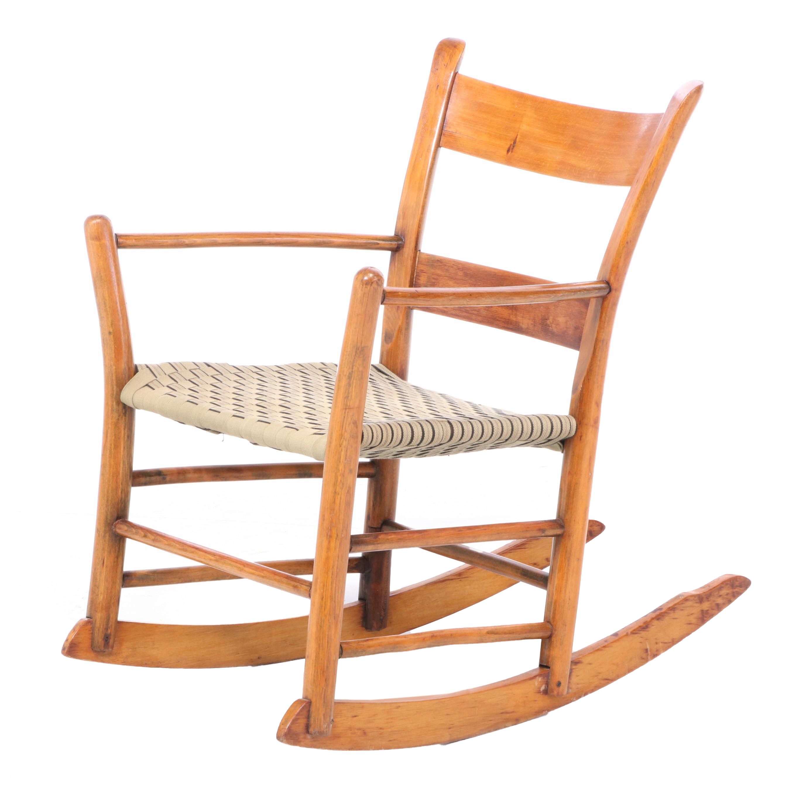 Mule-Ear Rocking Chair with Woven Tape Seat, Late 19th Century