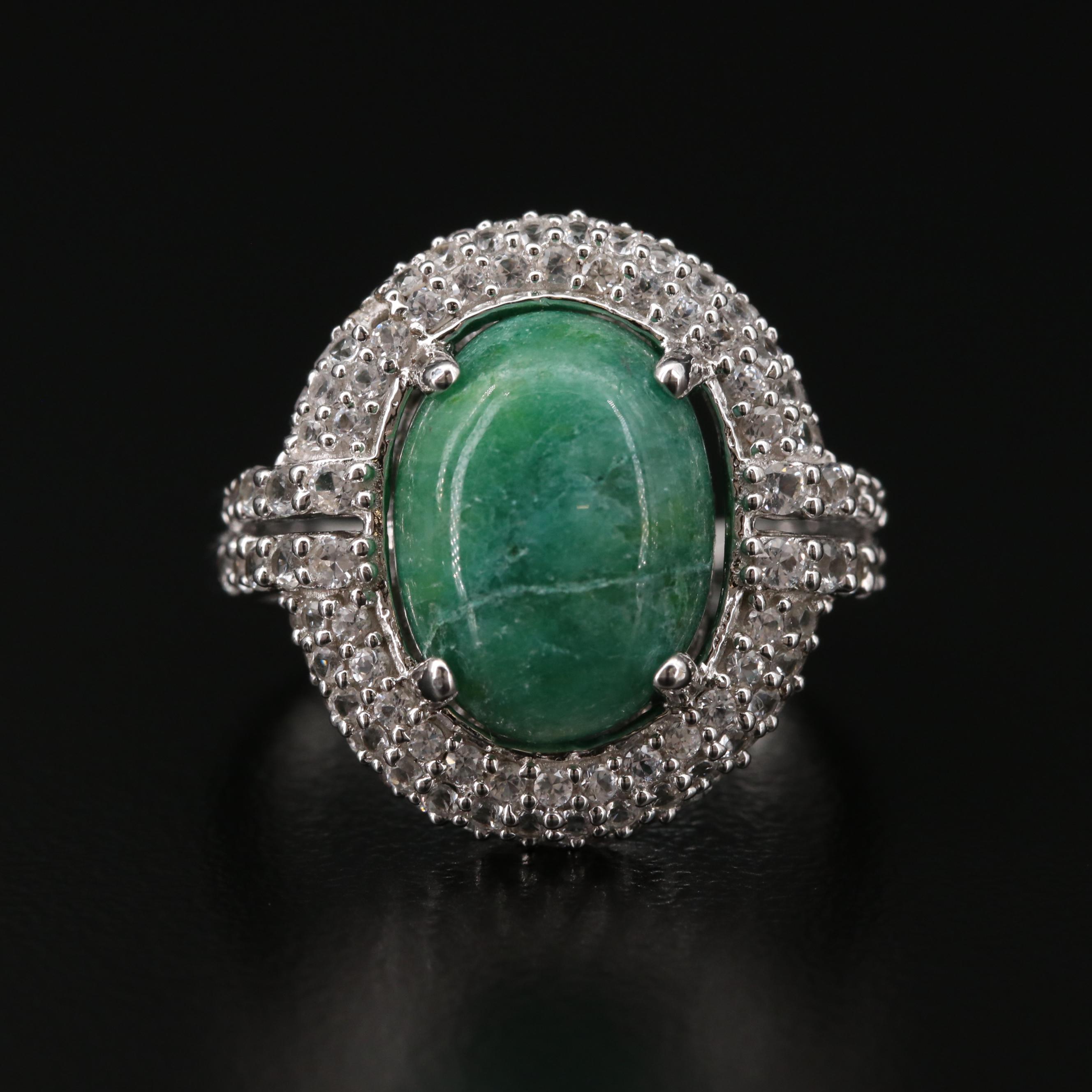 Sterling Silver Beryl and Sapphire Ring