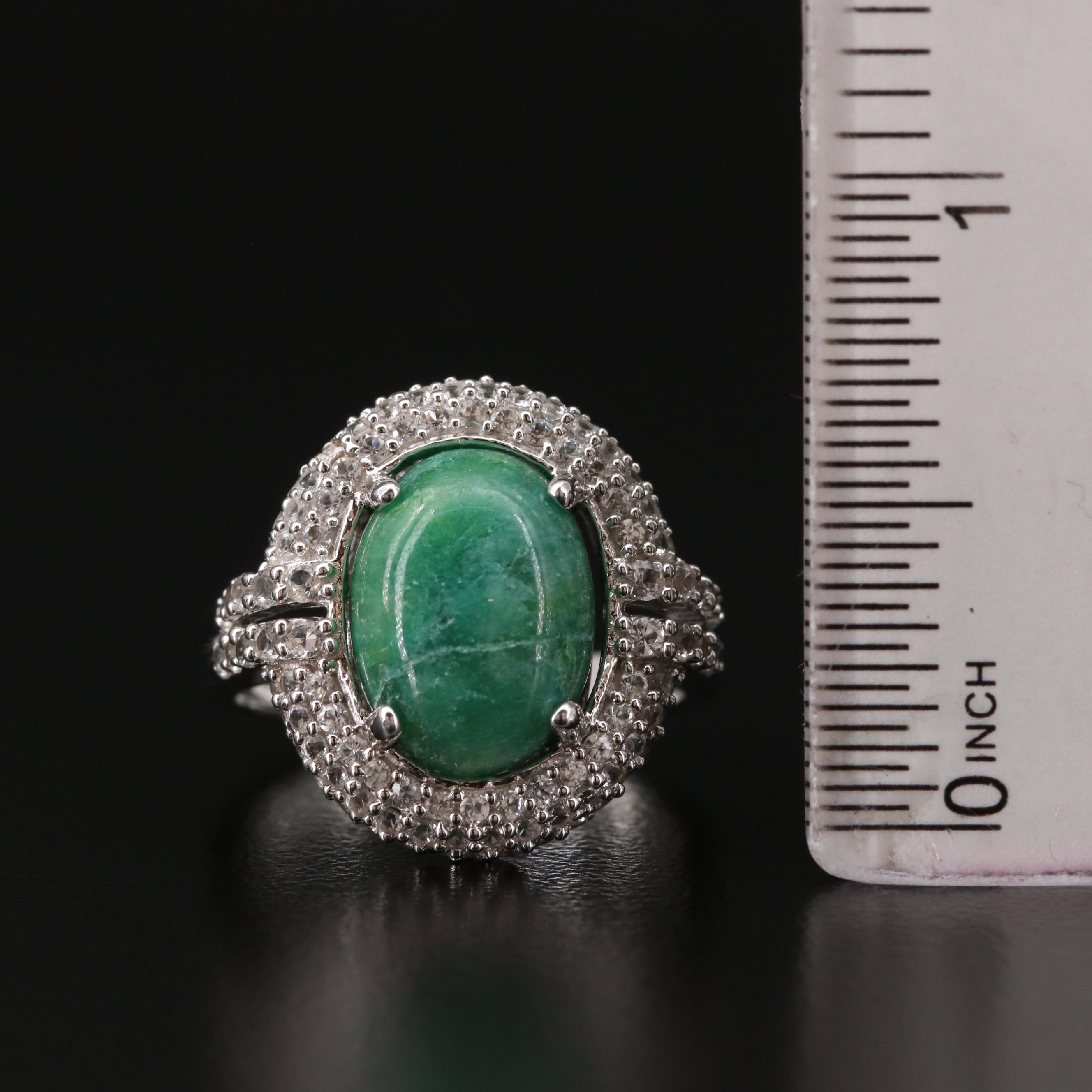 Sterling Silver Beryl and Sapphire Ring