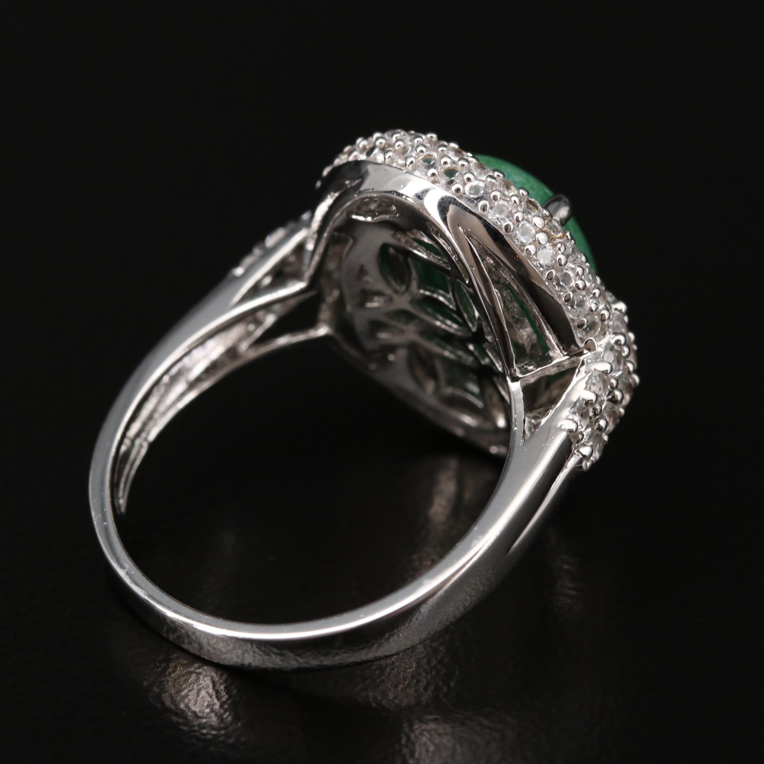 Sterling Silver Beryl and Sapphire Ring