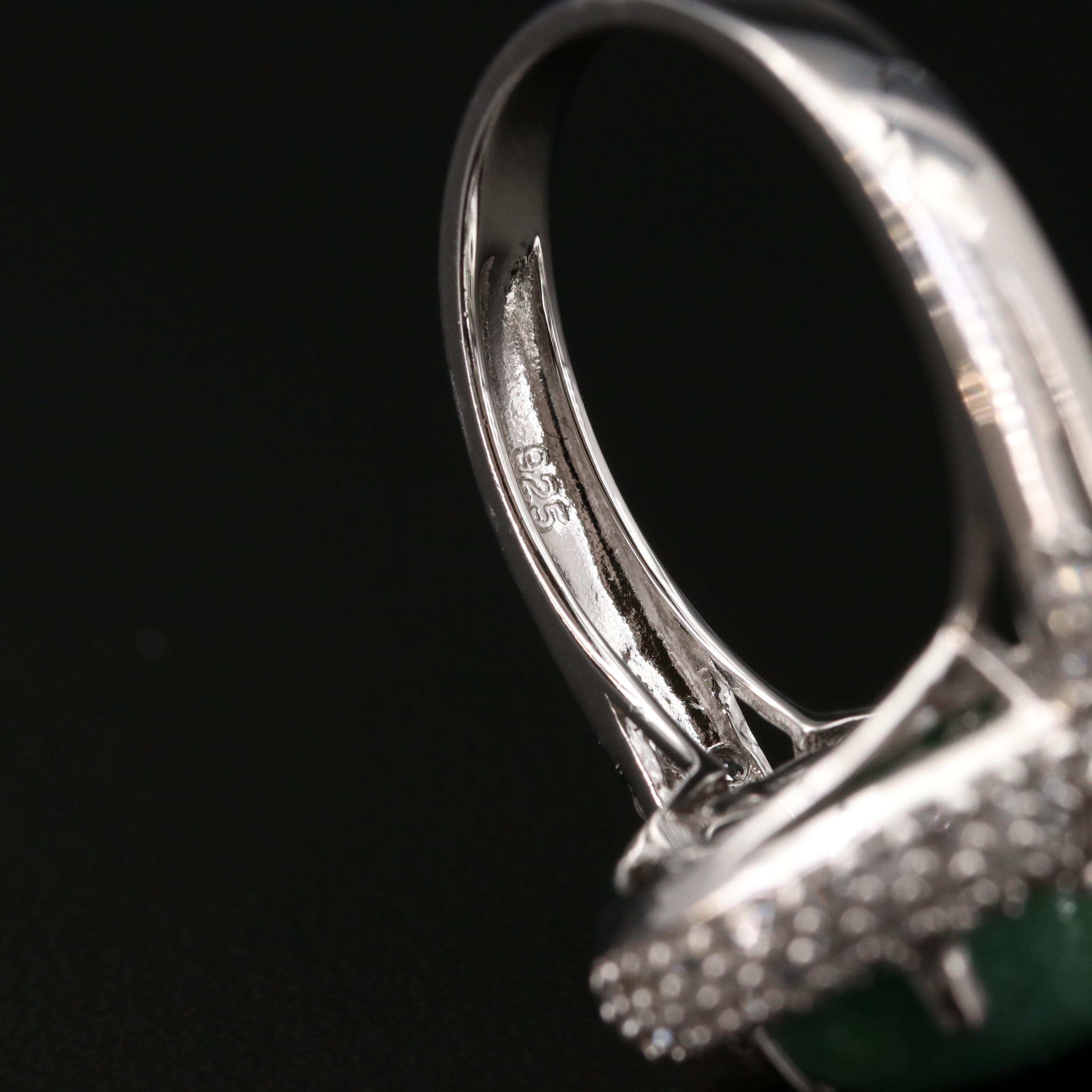 Sterling Silver Beryl and Sapphire Ring