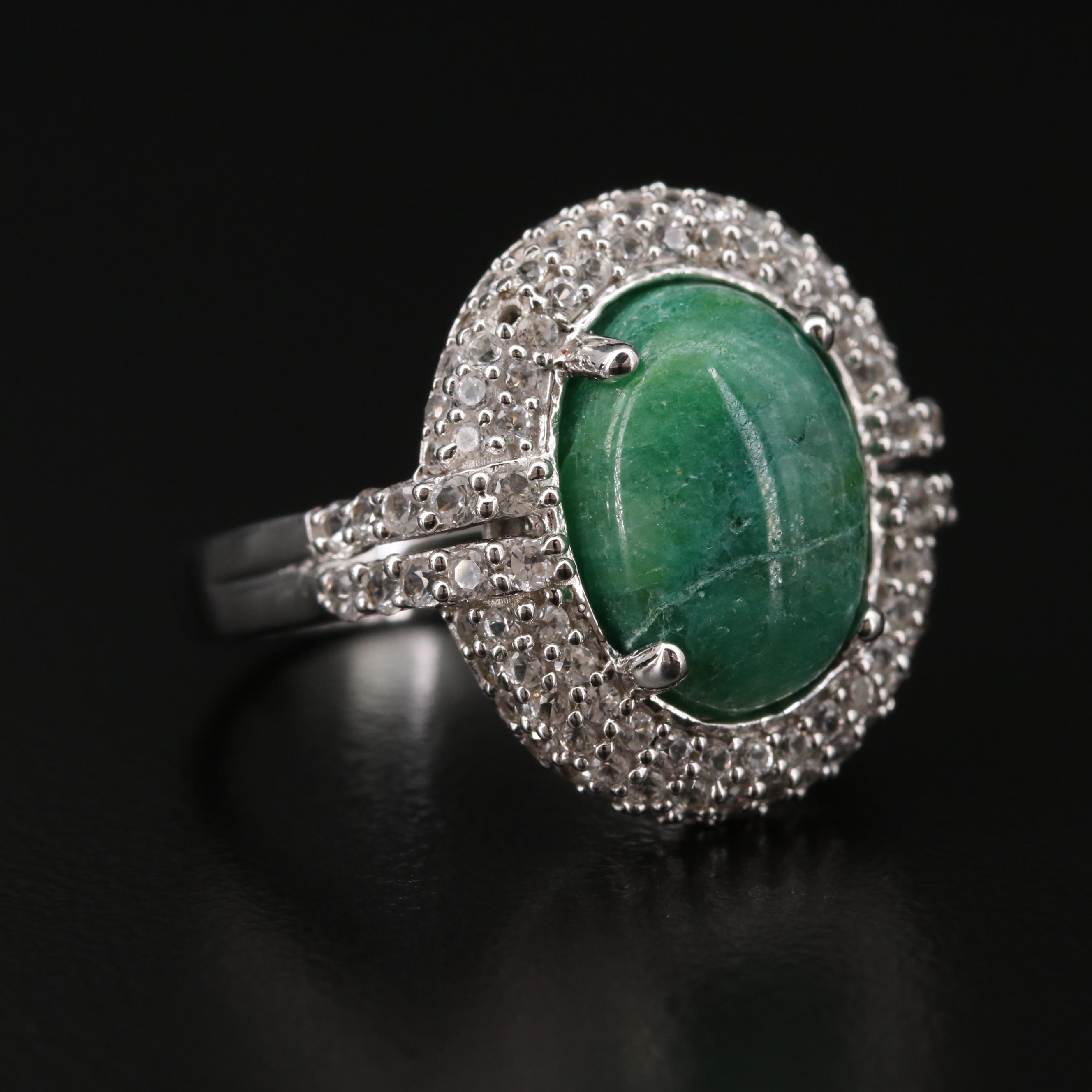 Sterling Silver Beryl and Sapphire Ring