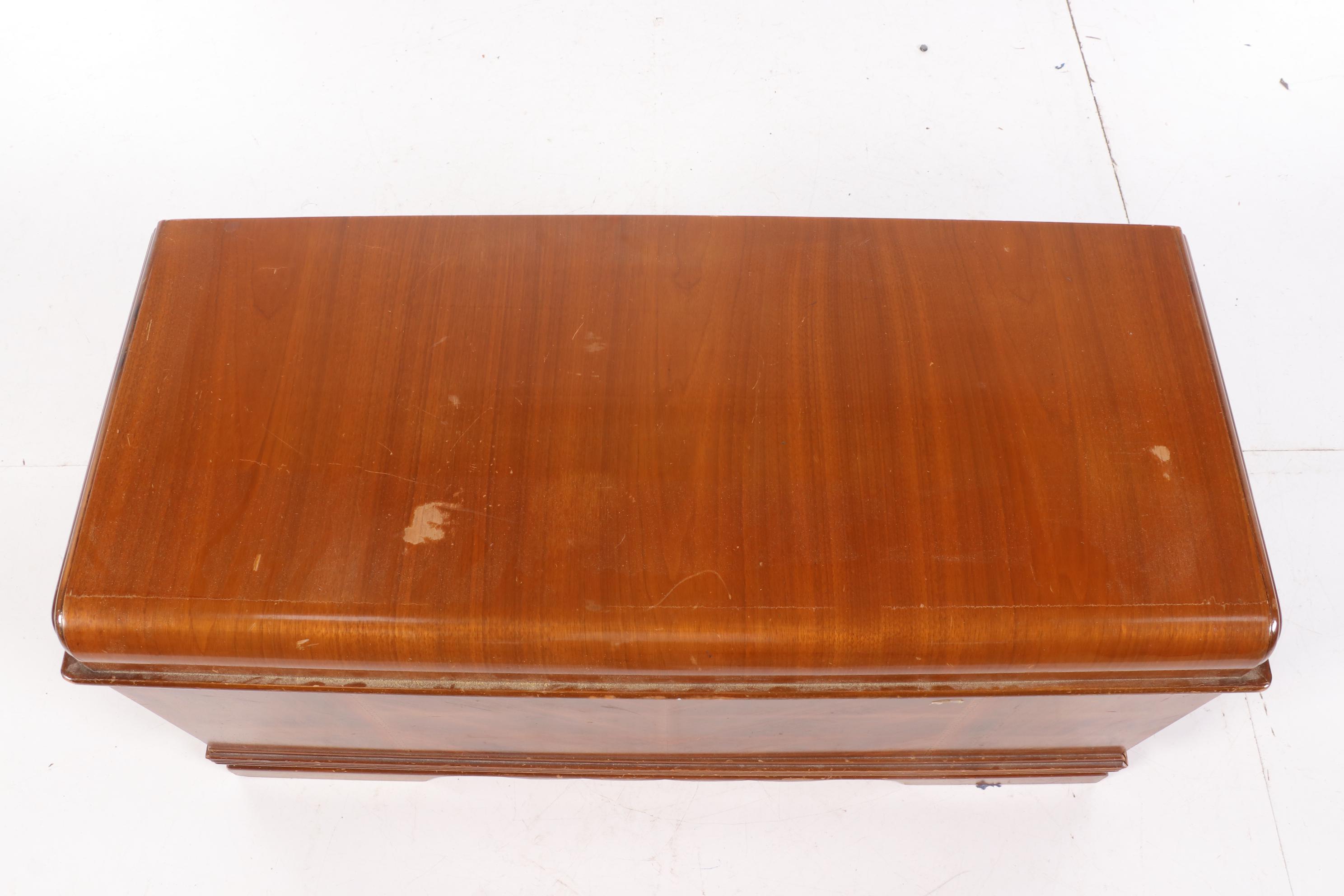 Montgomery Ward Walnut Veneered Cedar Chest, Mid-20th Century