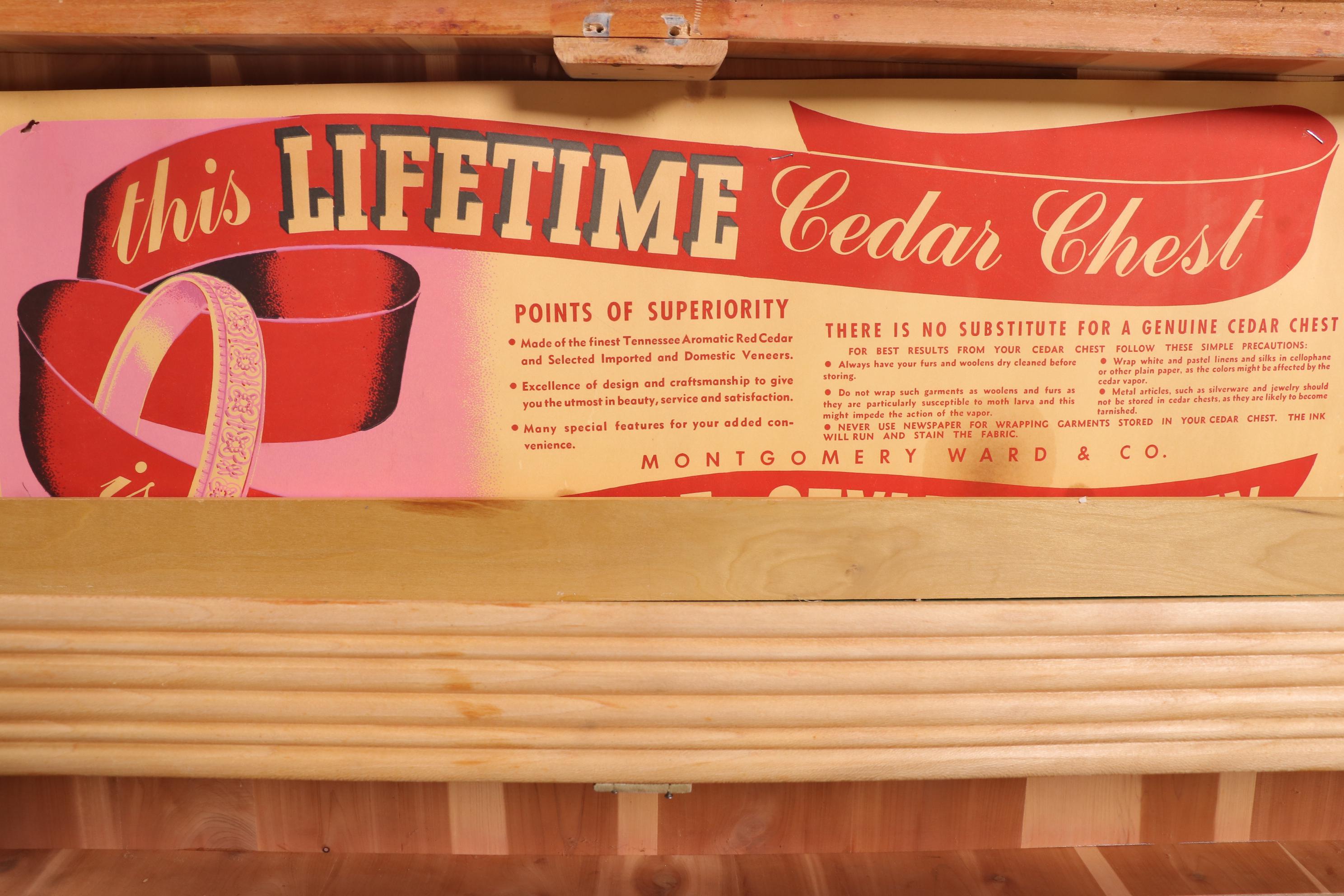 Montgomery Ward Walnut Veneered Cedar Chest, Mid-20th Century