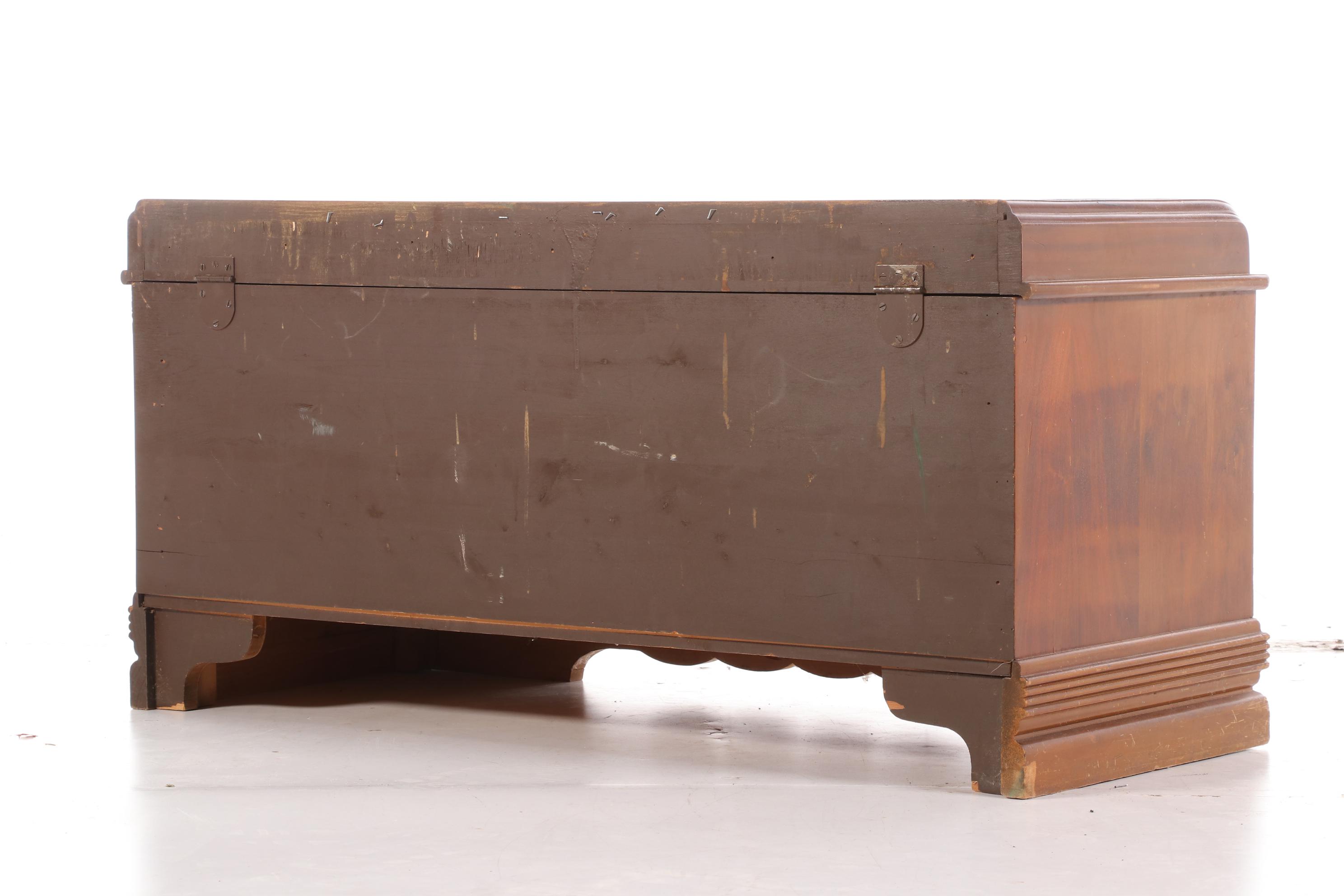 Montgomery Ward Walnut Veneered Cedar Chest, Mid-20th Century
