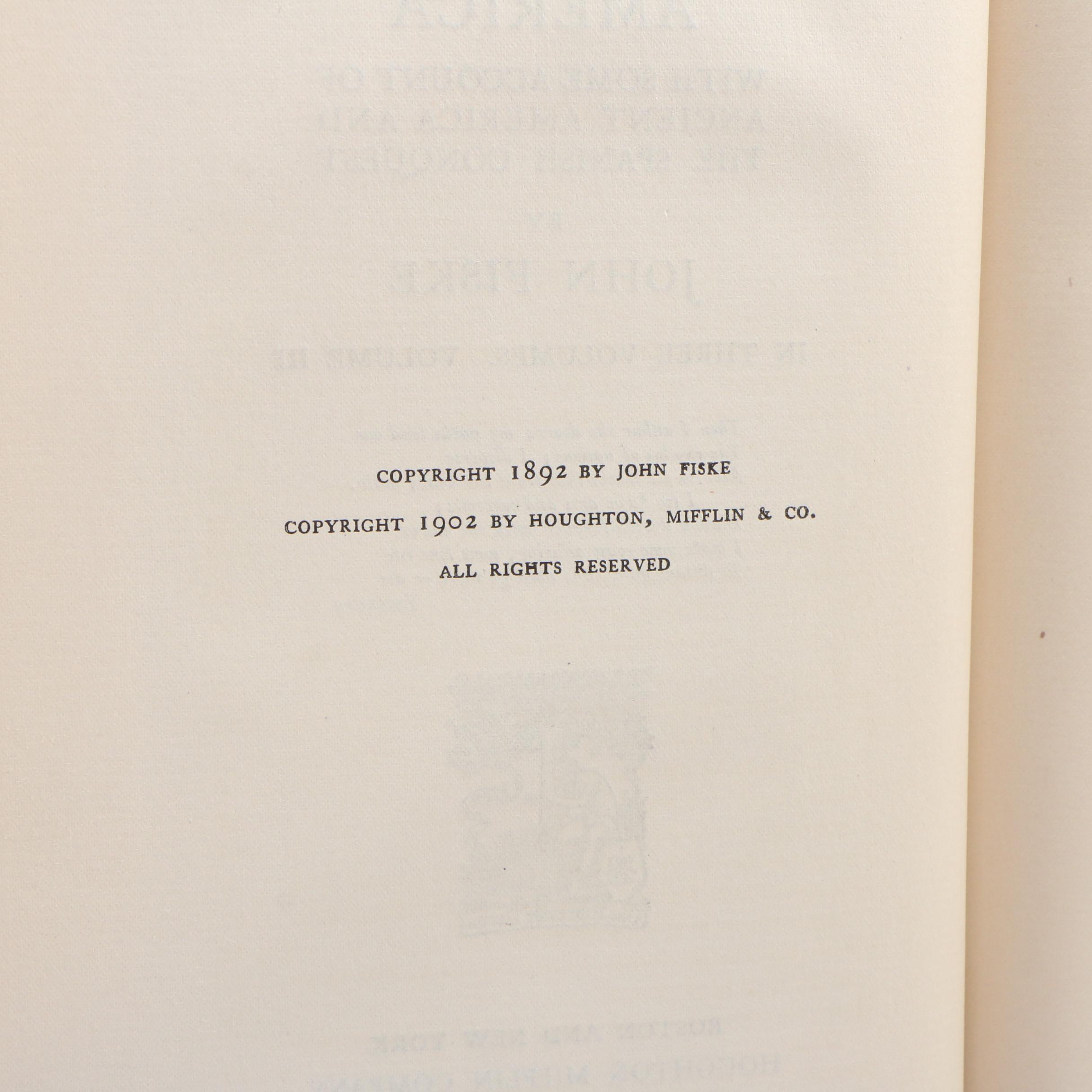 "John Fiske's Historical Writings", 1902