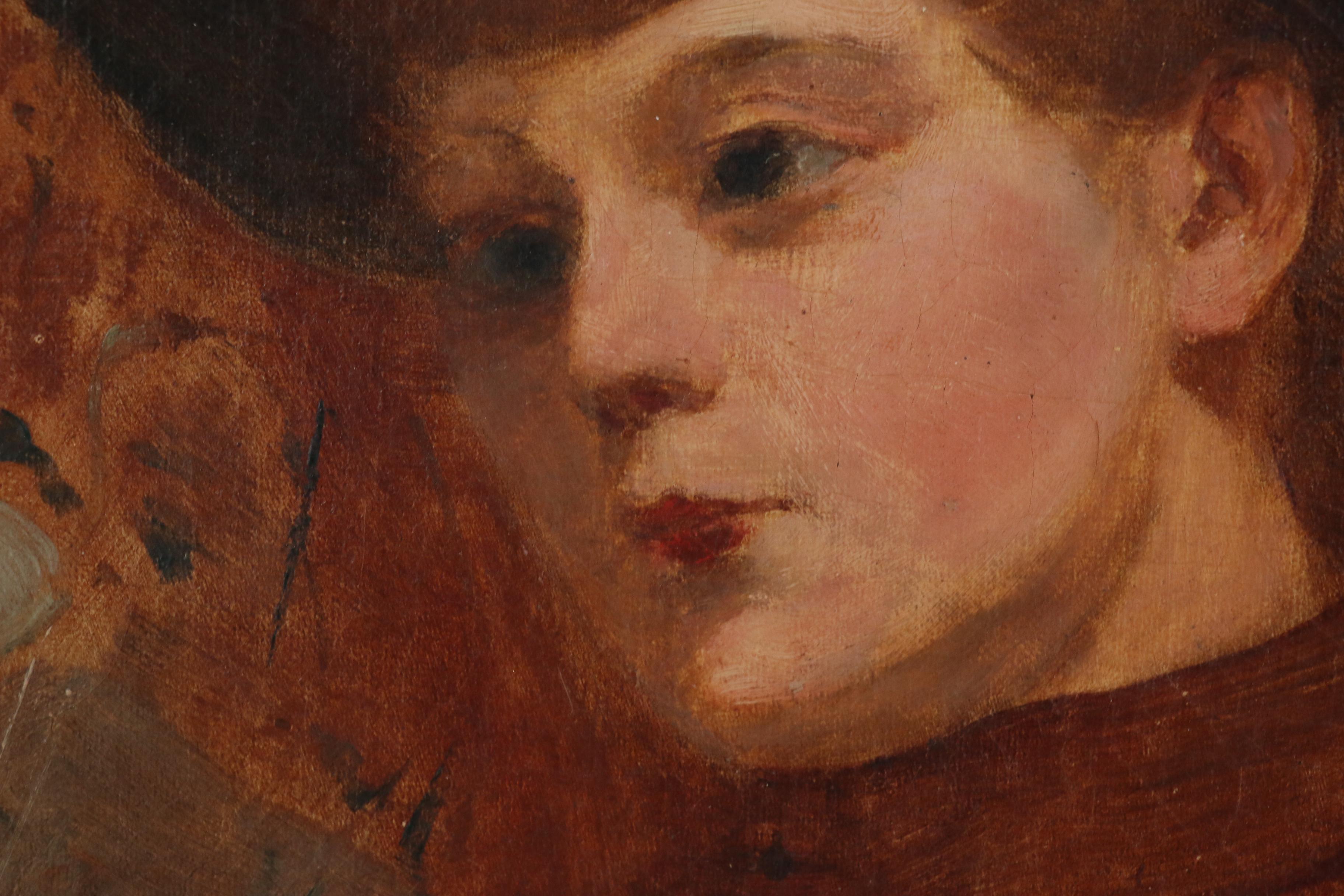 Hugo August Bernhard Breul Oil Portrait of Woman in Red