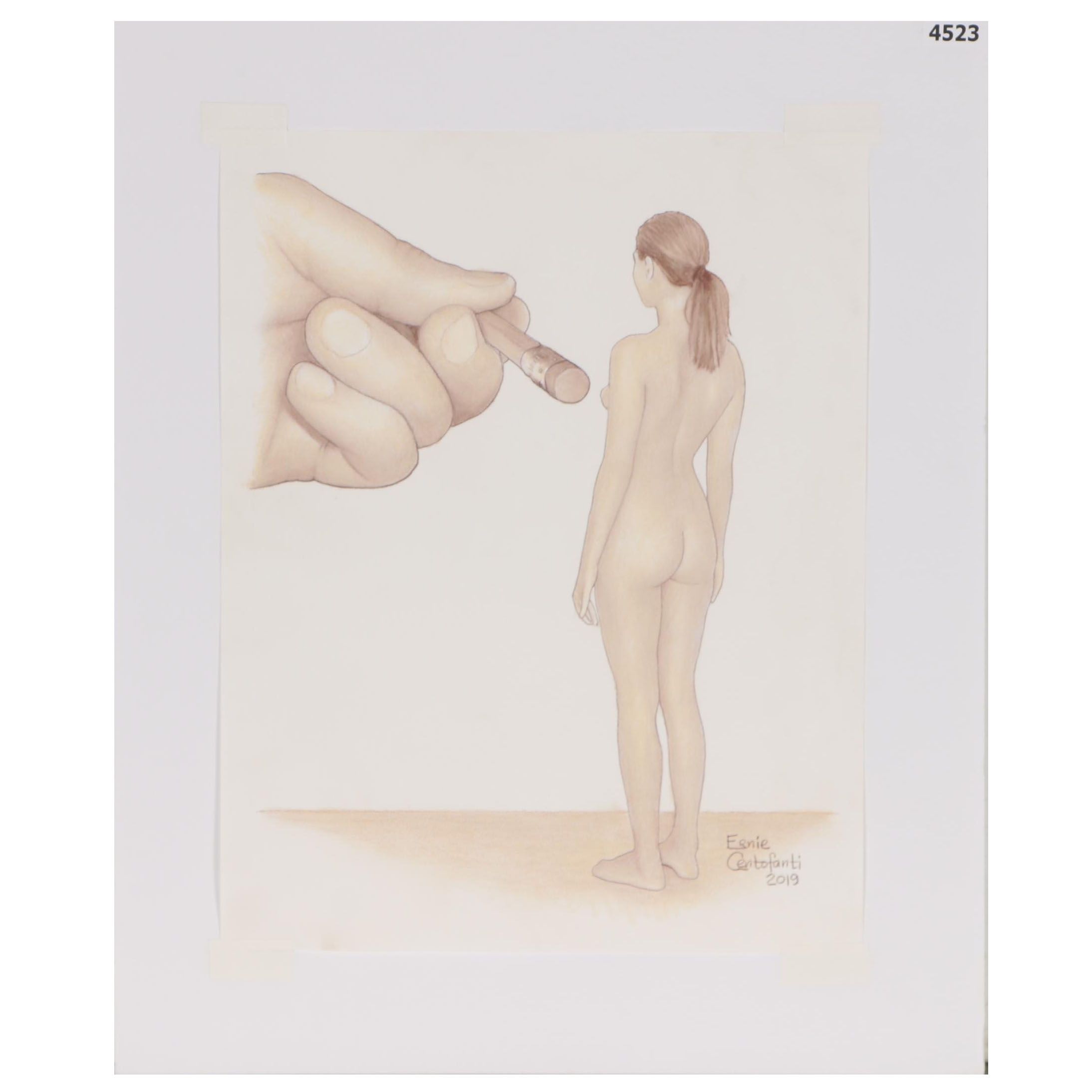 Ernie Centofanti Pastel Drawing "She'll Never Look at a #2 Pencil the Same"