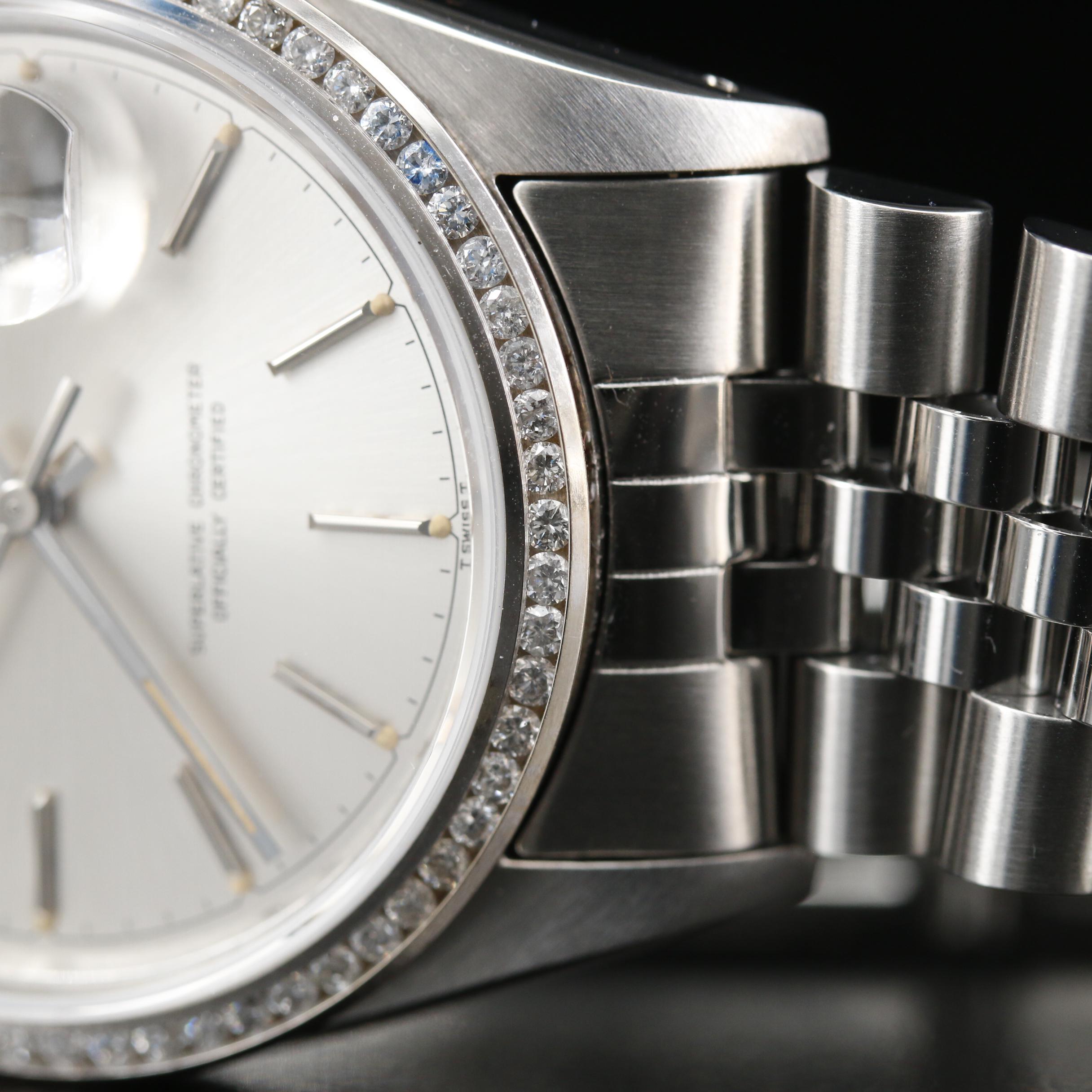 Rolex Datejust Stainless Steel and 10K Gold Custom 1.06 CTW Diamond Bezel Watch