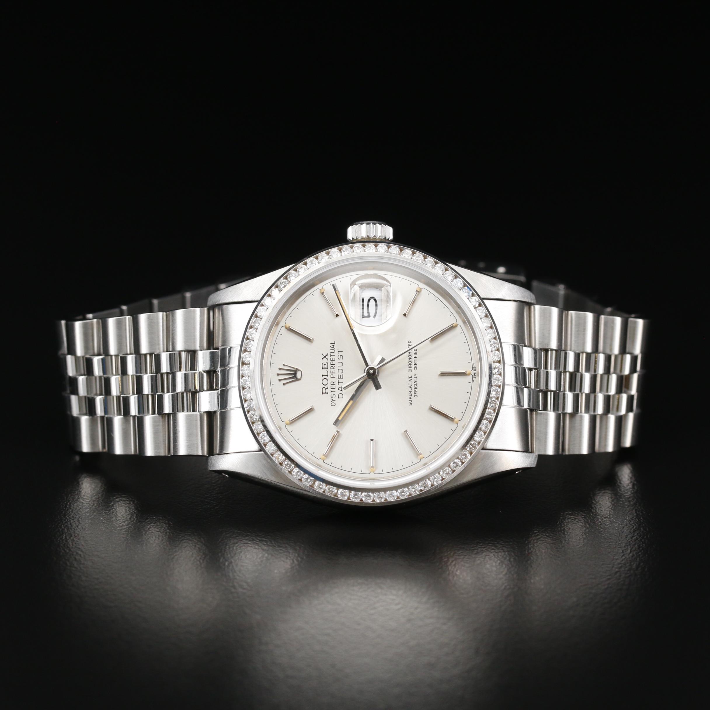 Rolex Datejust Stainless Steel and 10K Gold Custom 1.06 CTW Diamond Bezel Watch