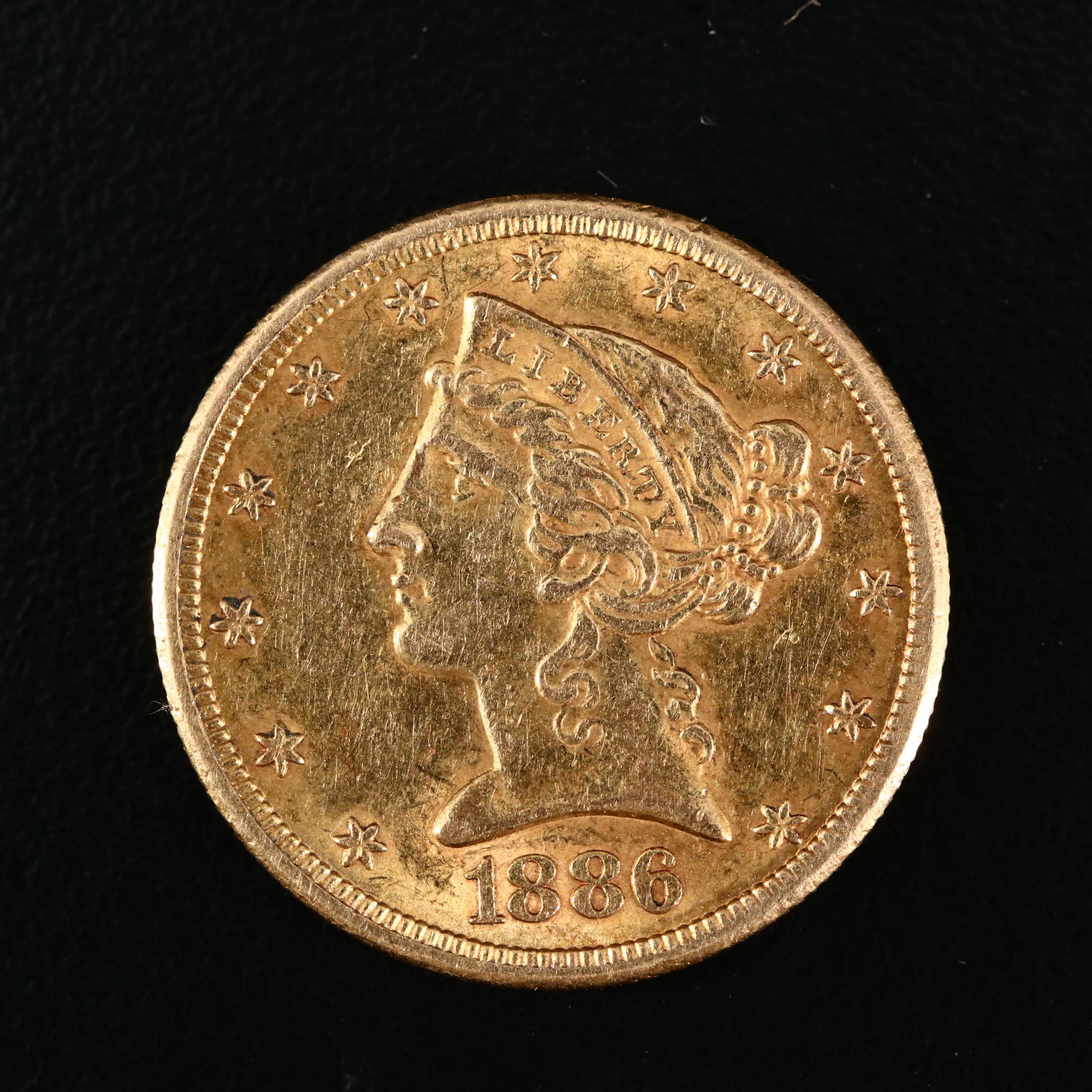 1886-S Liberty Head $5 Gold Coin