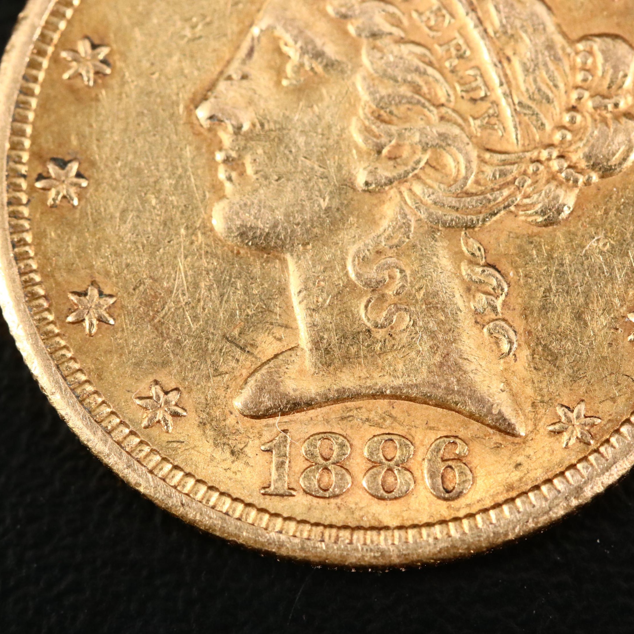 1886-S Liberty Head $5 Gold Coin