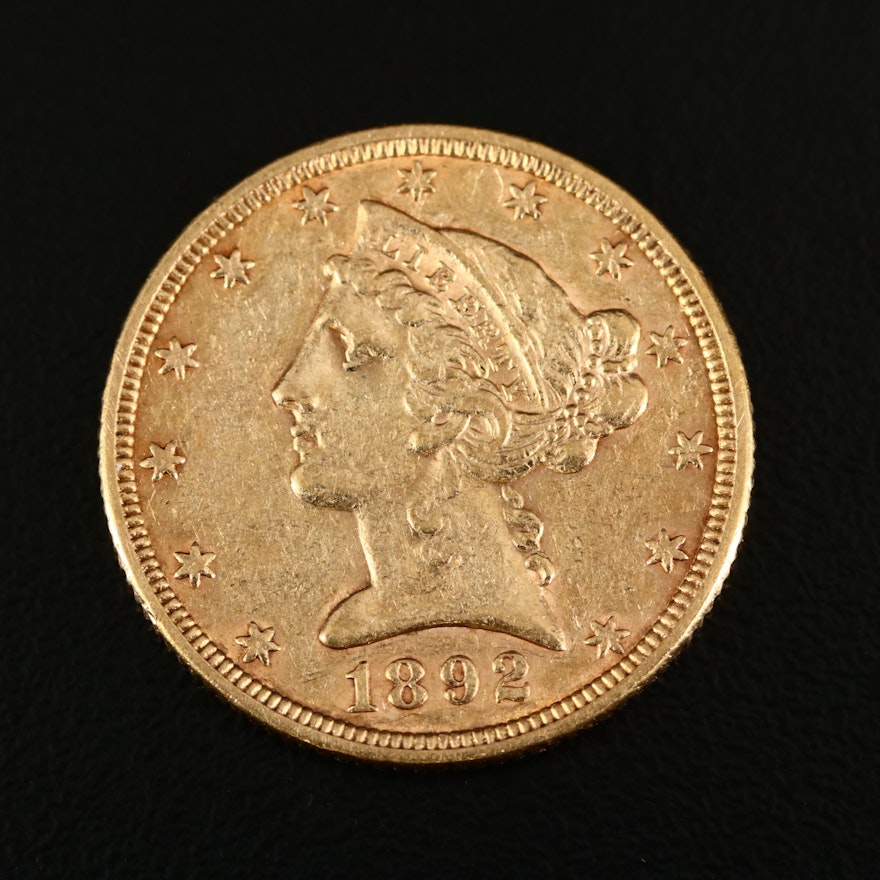1892 Liberty Head $5 Gold Coin