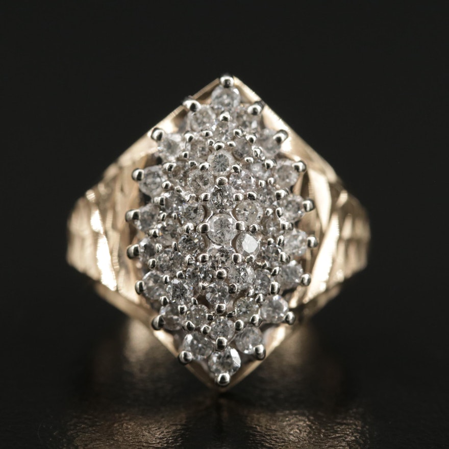 10K Yellow Gold Diamond Cluster Ring