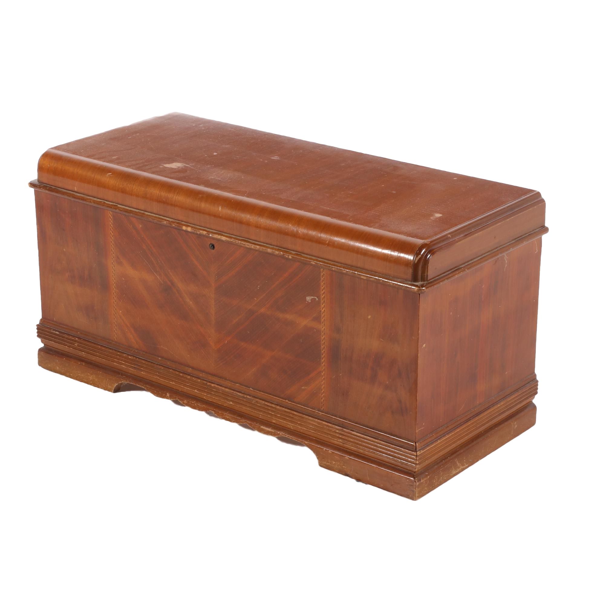 Montgomery Ward Walnut Veneered Cedar Chest, Mid-20th Century
