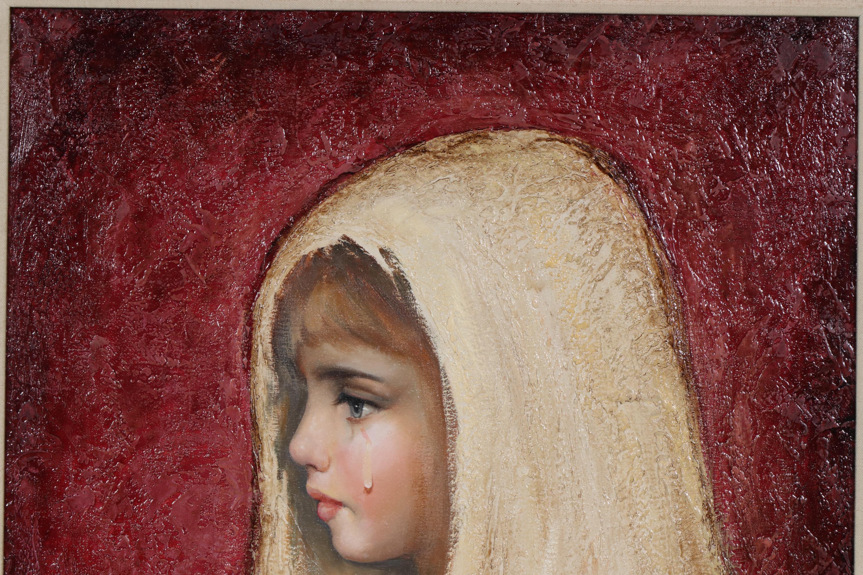 Oil Painting of Crying Girl