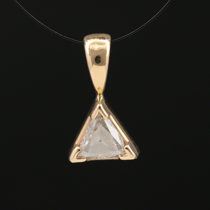 14K Gold Diamond Triangle Pendant