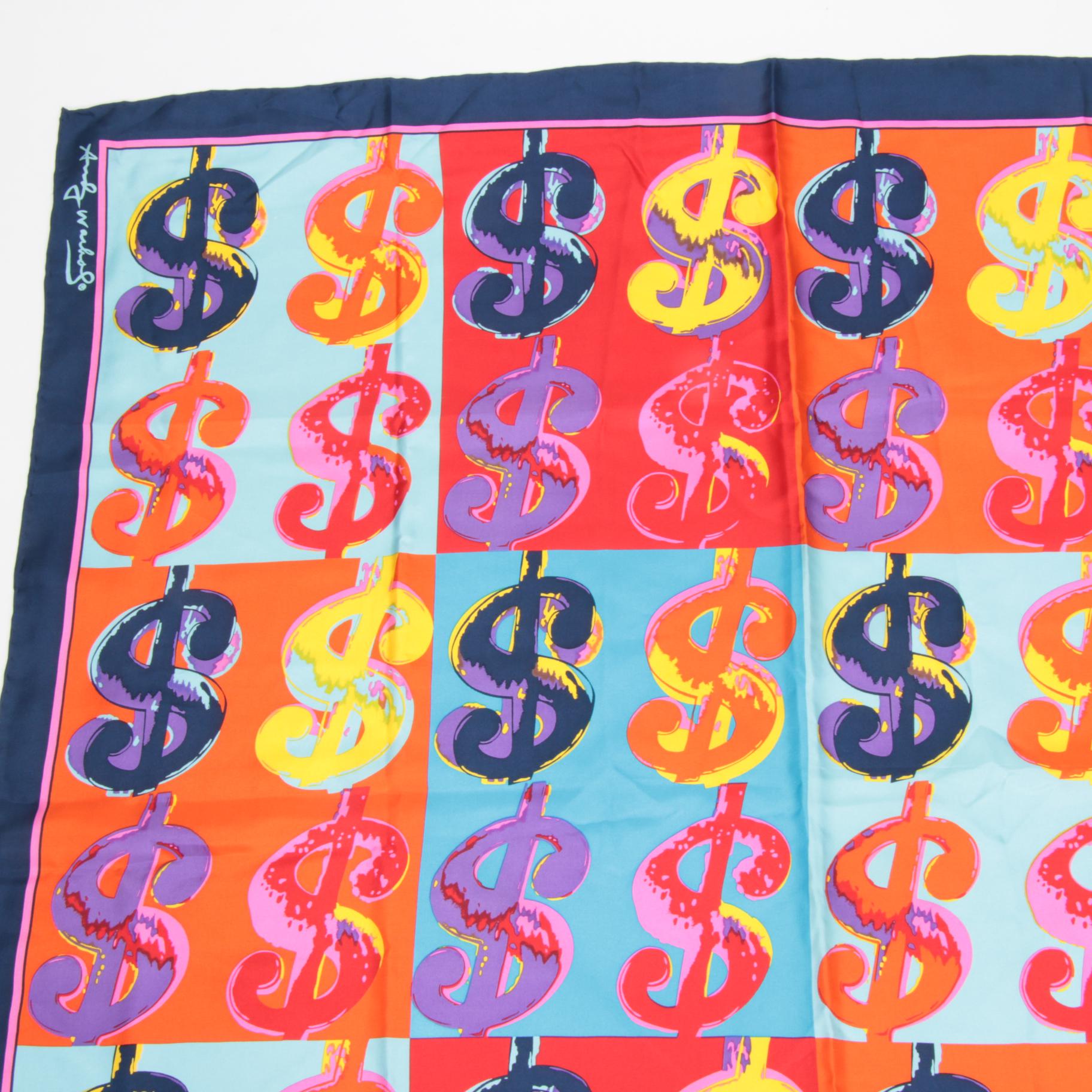 Andy Warhol Foundation "Dollar Sign" Pop Art Silk Scarf