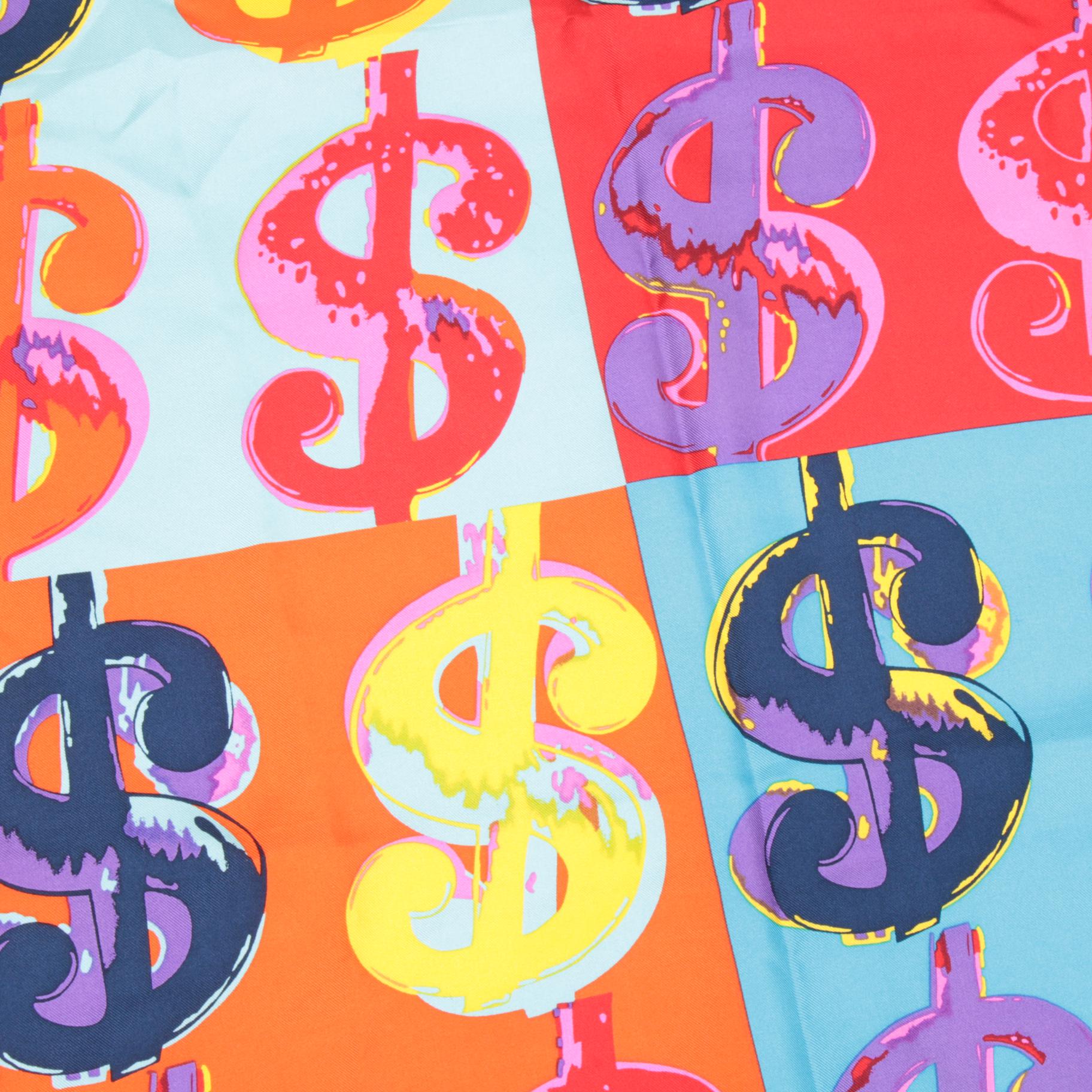 Andy Warhol Foundation "Dollar Sign" Pop Art Silk Scarf