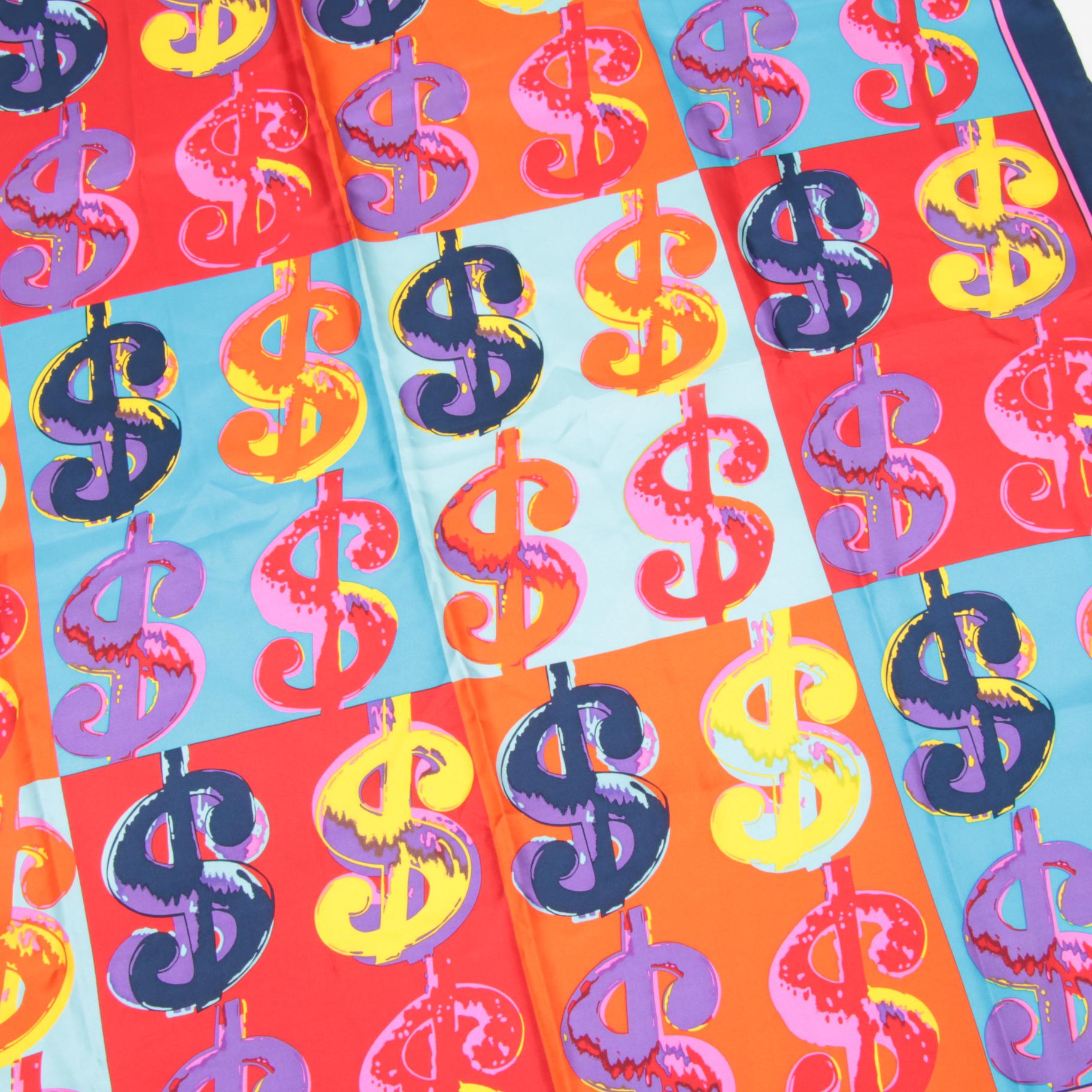 Andy Warhol Foundation "Dollar Sign" Pop Art Silk Scarf