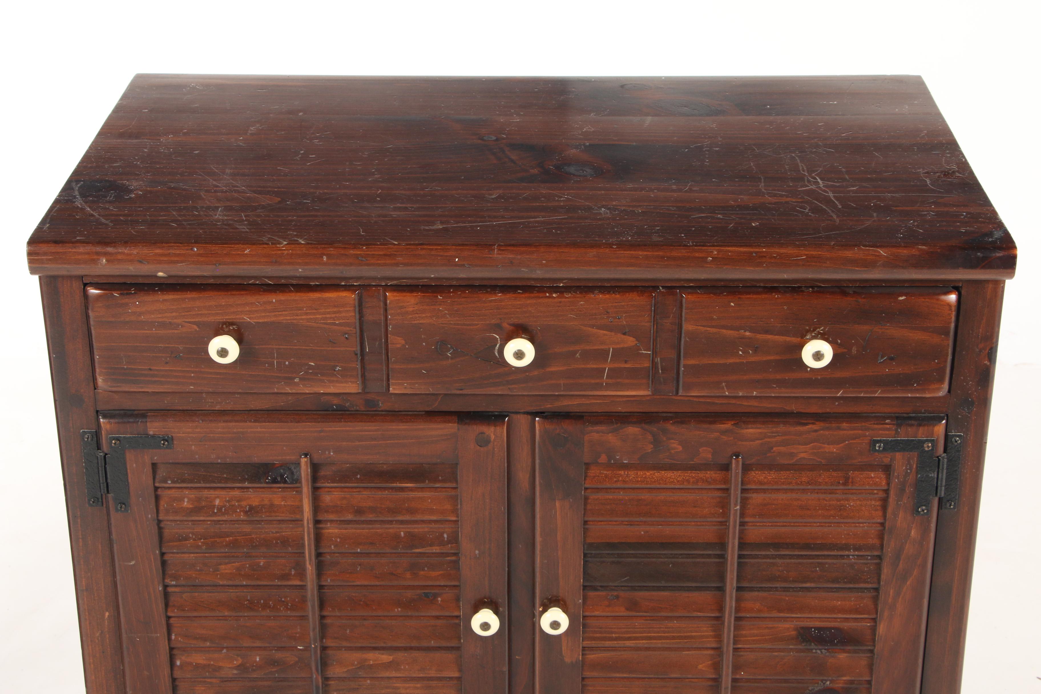 Pair of Ethan Allen Pine Louvered Cabinets