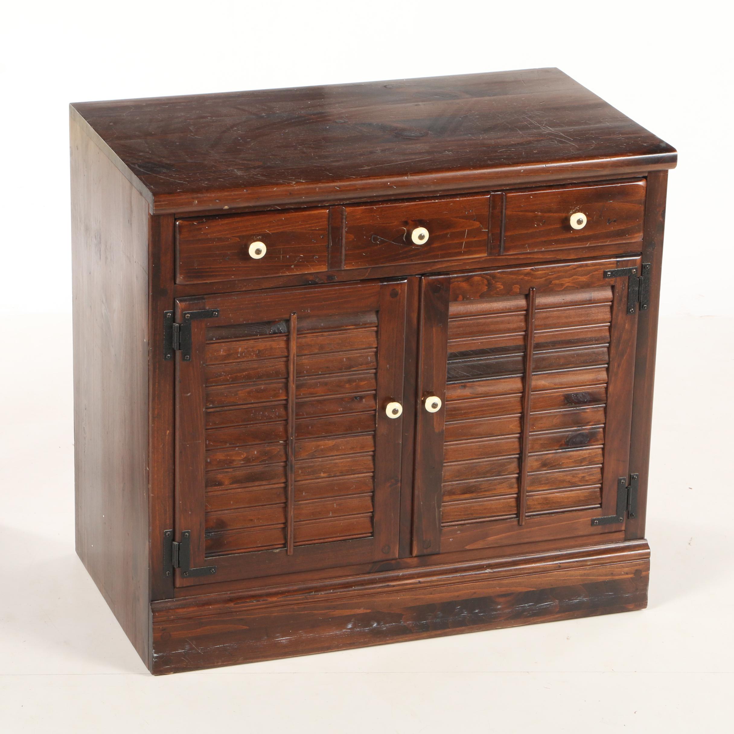 Pair of Ethan Allen Pine Louvered Cabinets