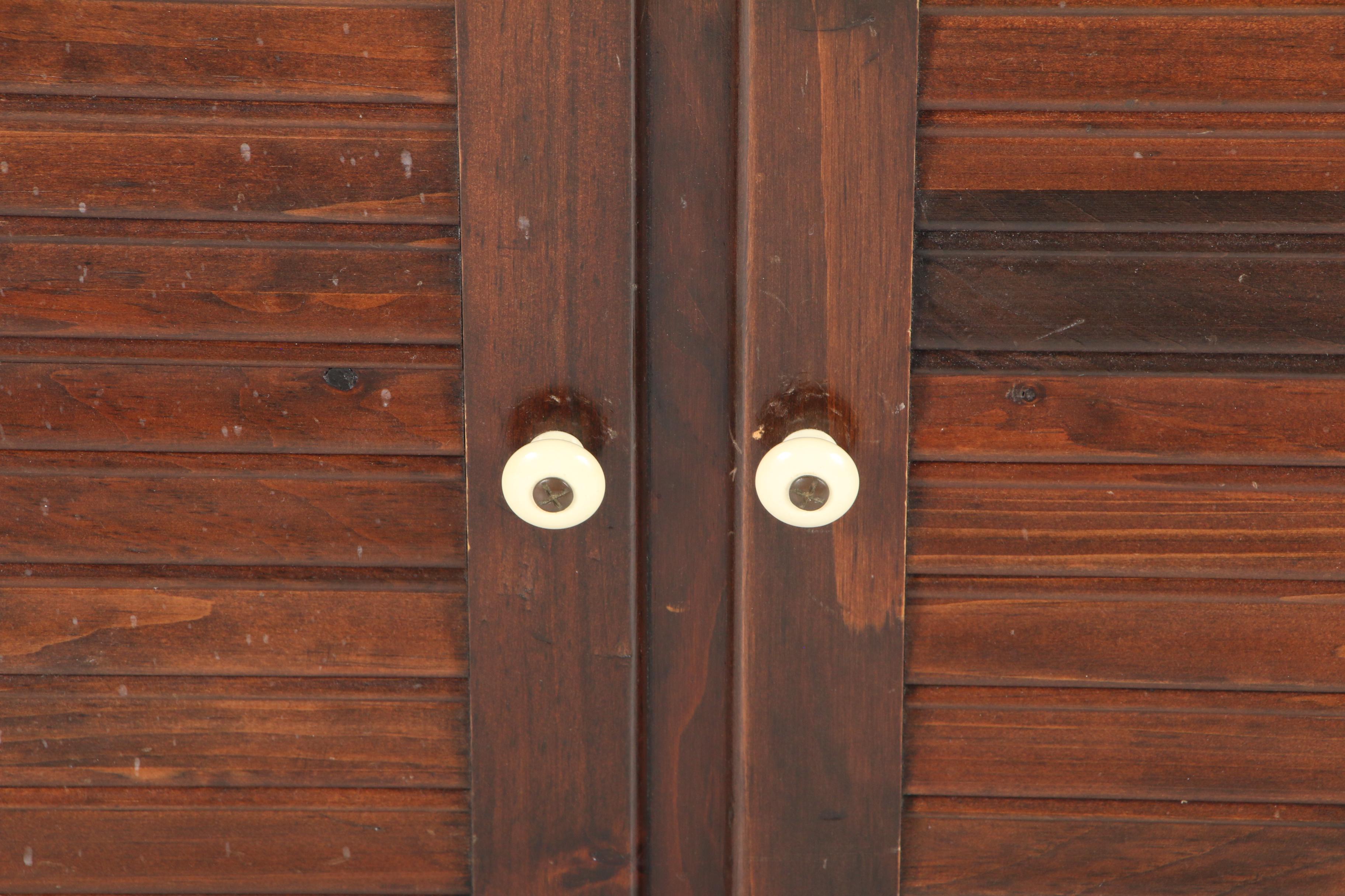 Pair of Ethan Allen Pine Louvered Cabinets