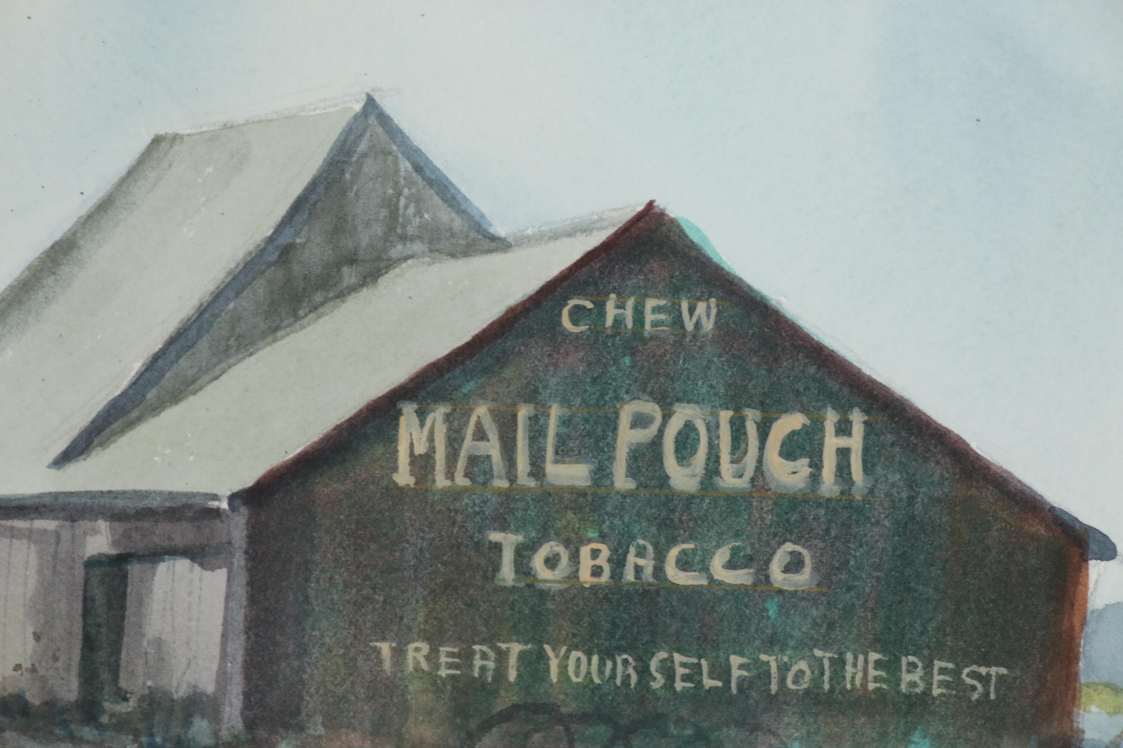 Barbara Weber Watercolor Painting of a Mail Pouch Tobacco Barn