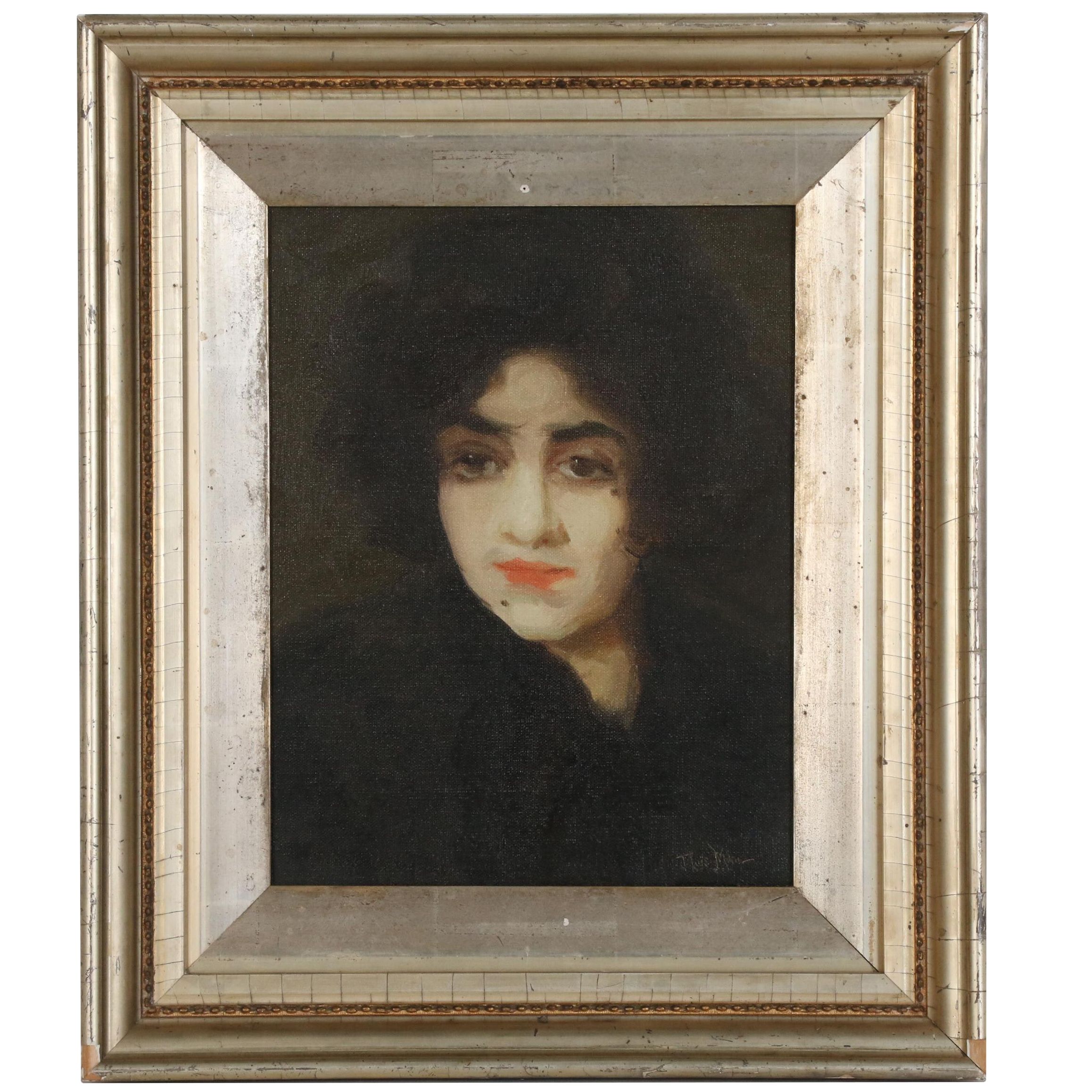 Francis Luis Mora Portrait Oil Painting, Early 20th Century