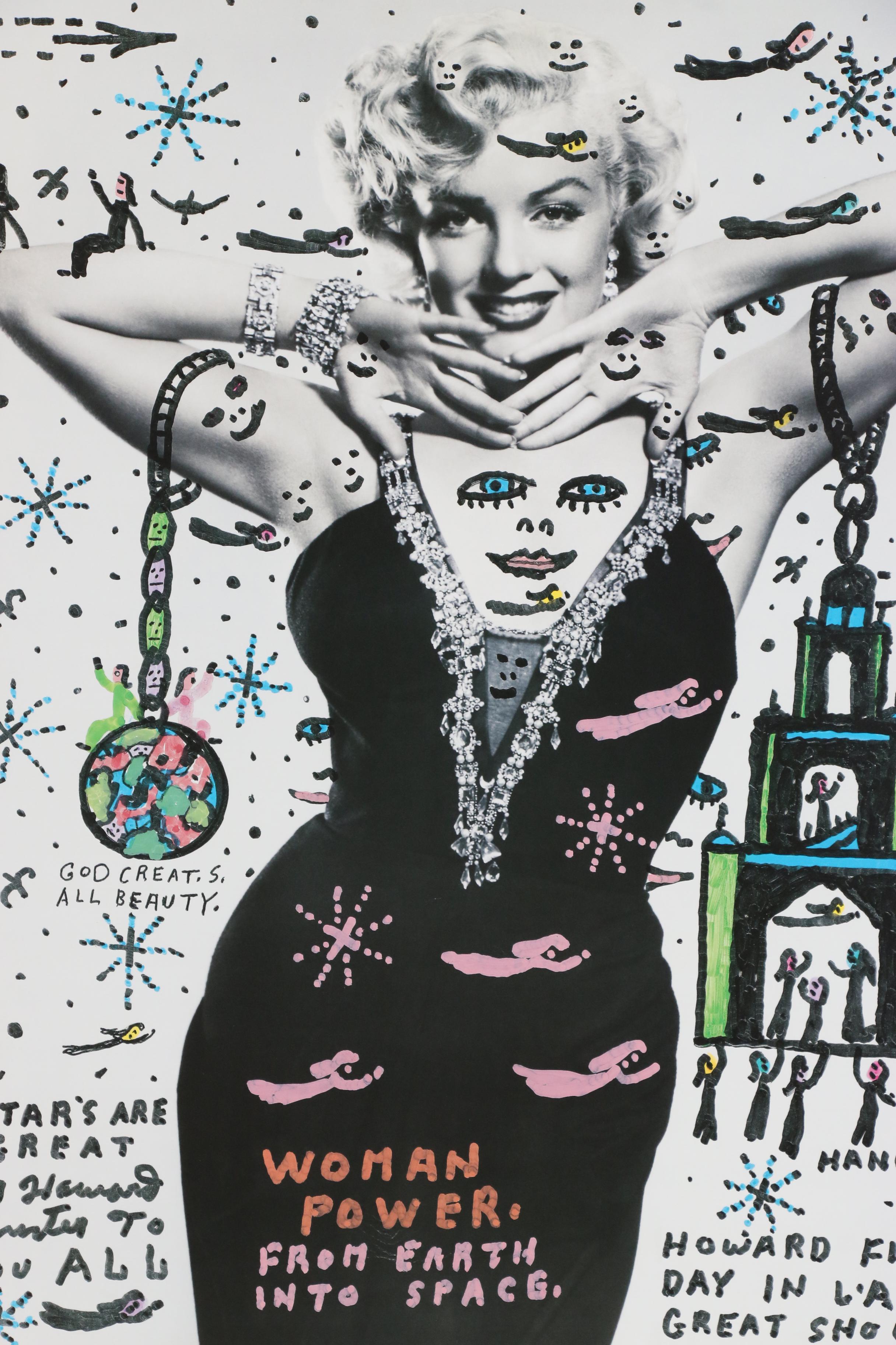 Howard Finster Embossed Offset Lithograph Featuring Marilyn Monroe "Woman Power"