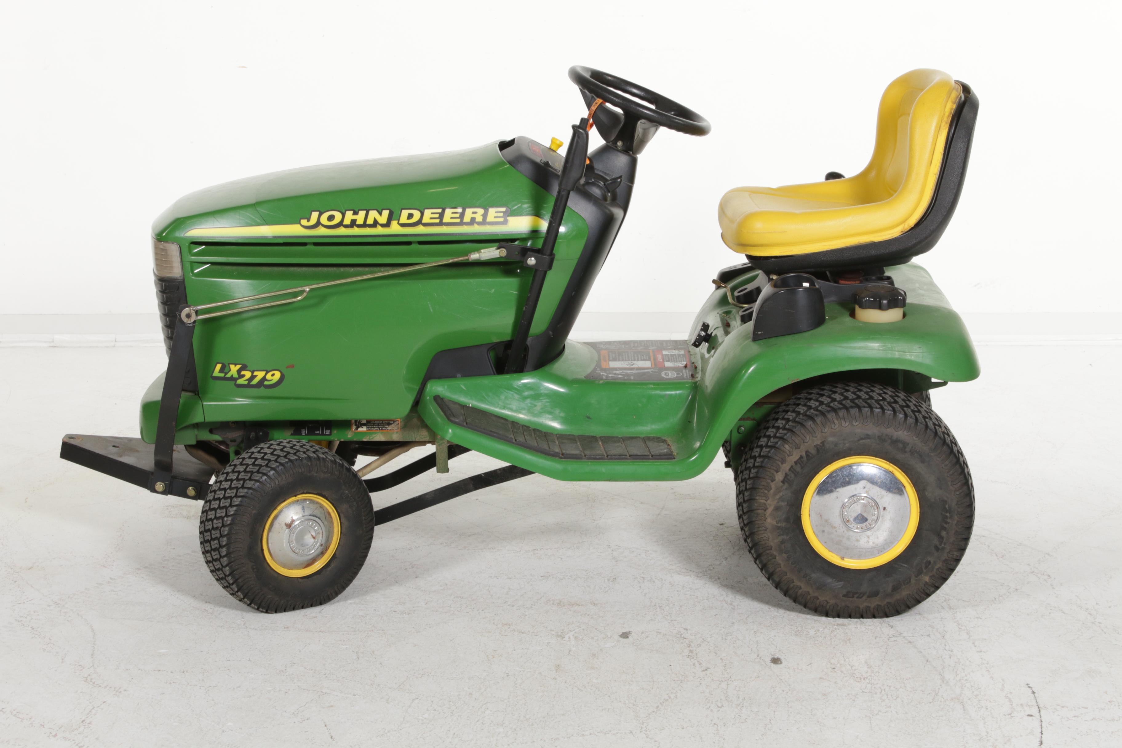 John Deere LX279 Riding Lawn Mower with Mowing Deck, Plow and Seed Spreader