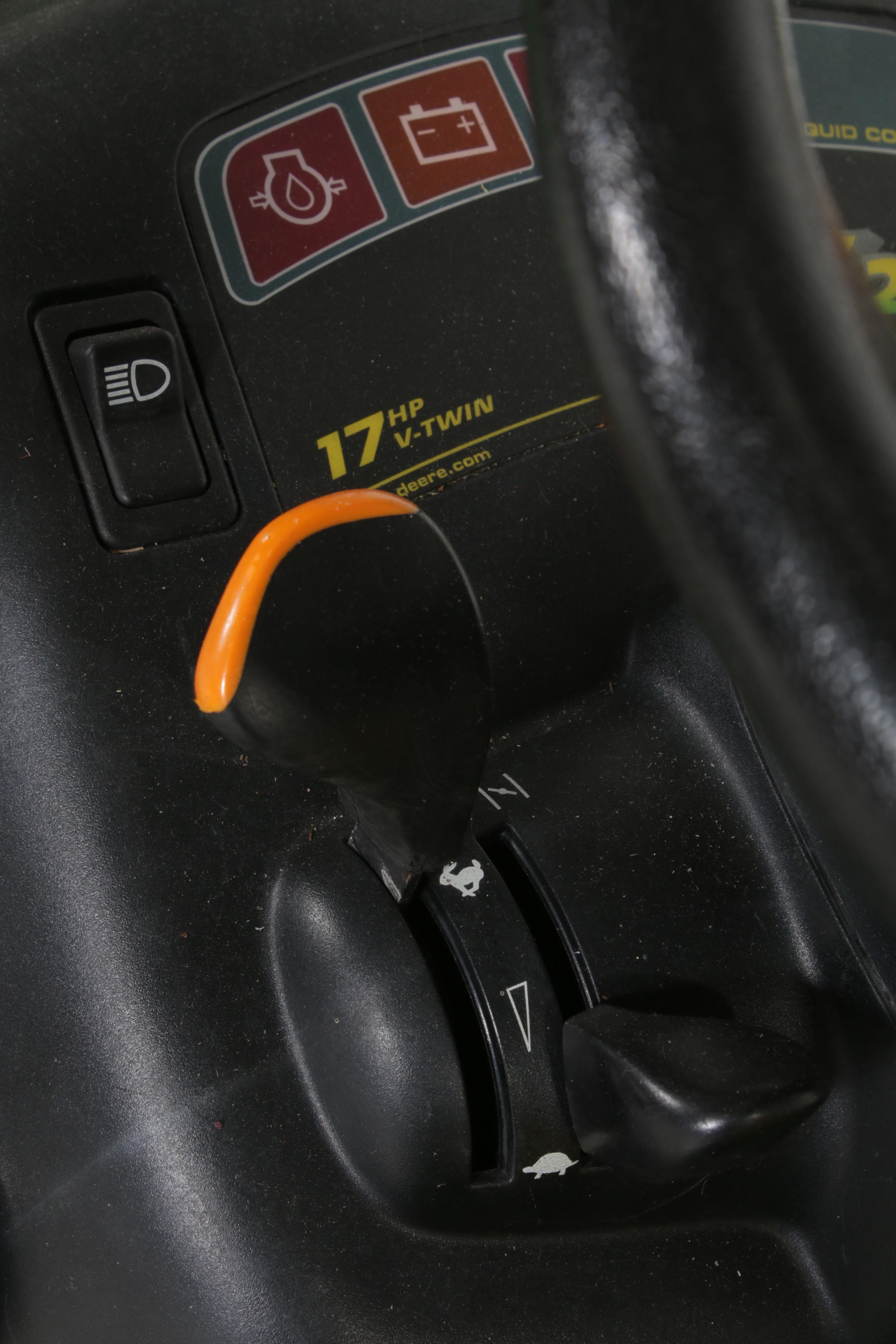 John Deere LX279 Riding Lawn Mower with Mowing Deck, Plow and Seed Spreader