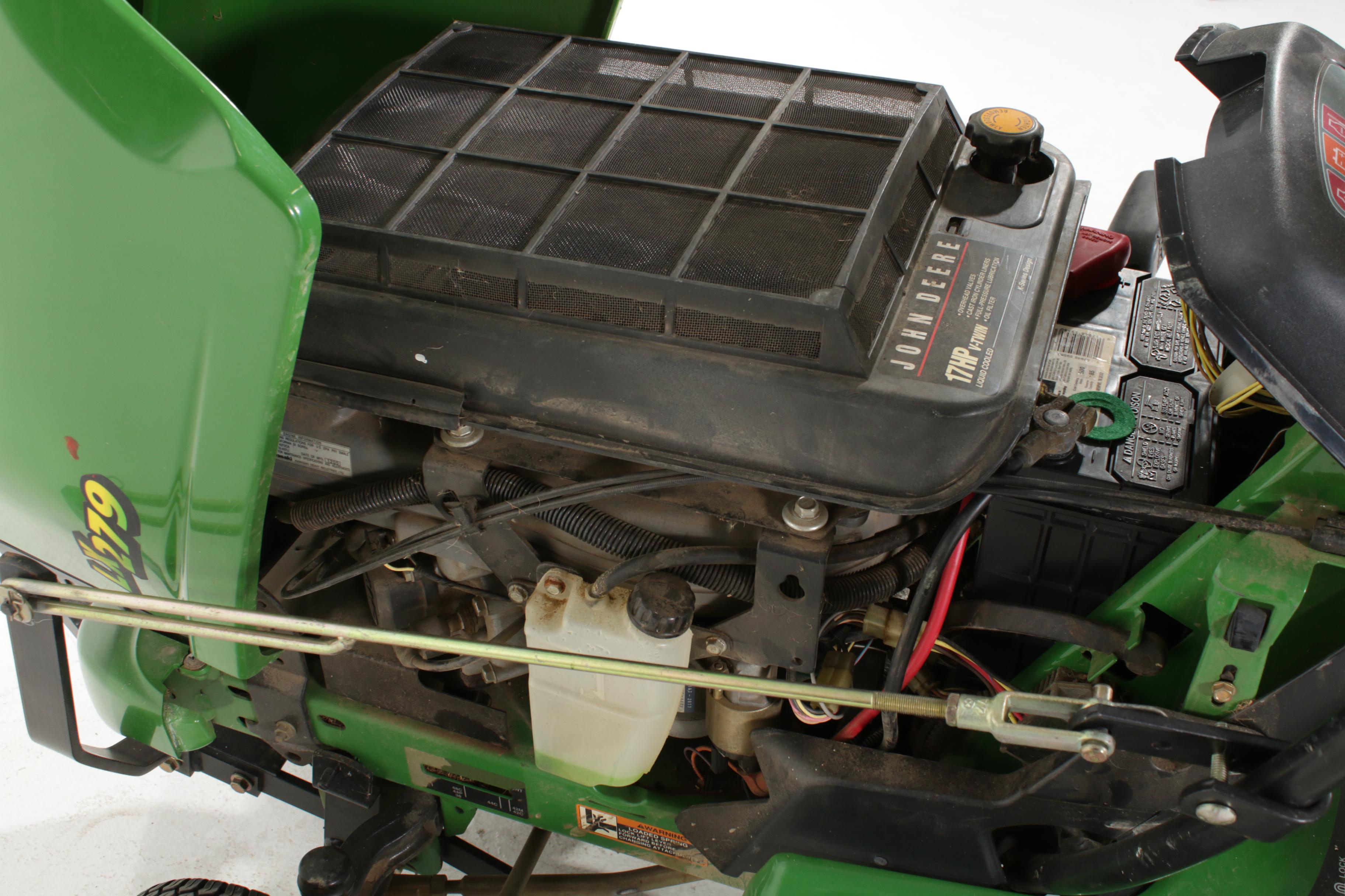 John Deere LX279 Riding Lawn Mower with Mowing Deck, Plow and Seed Spreader