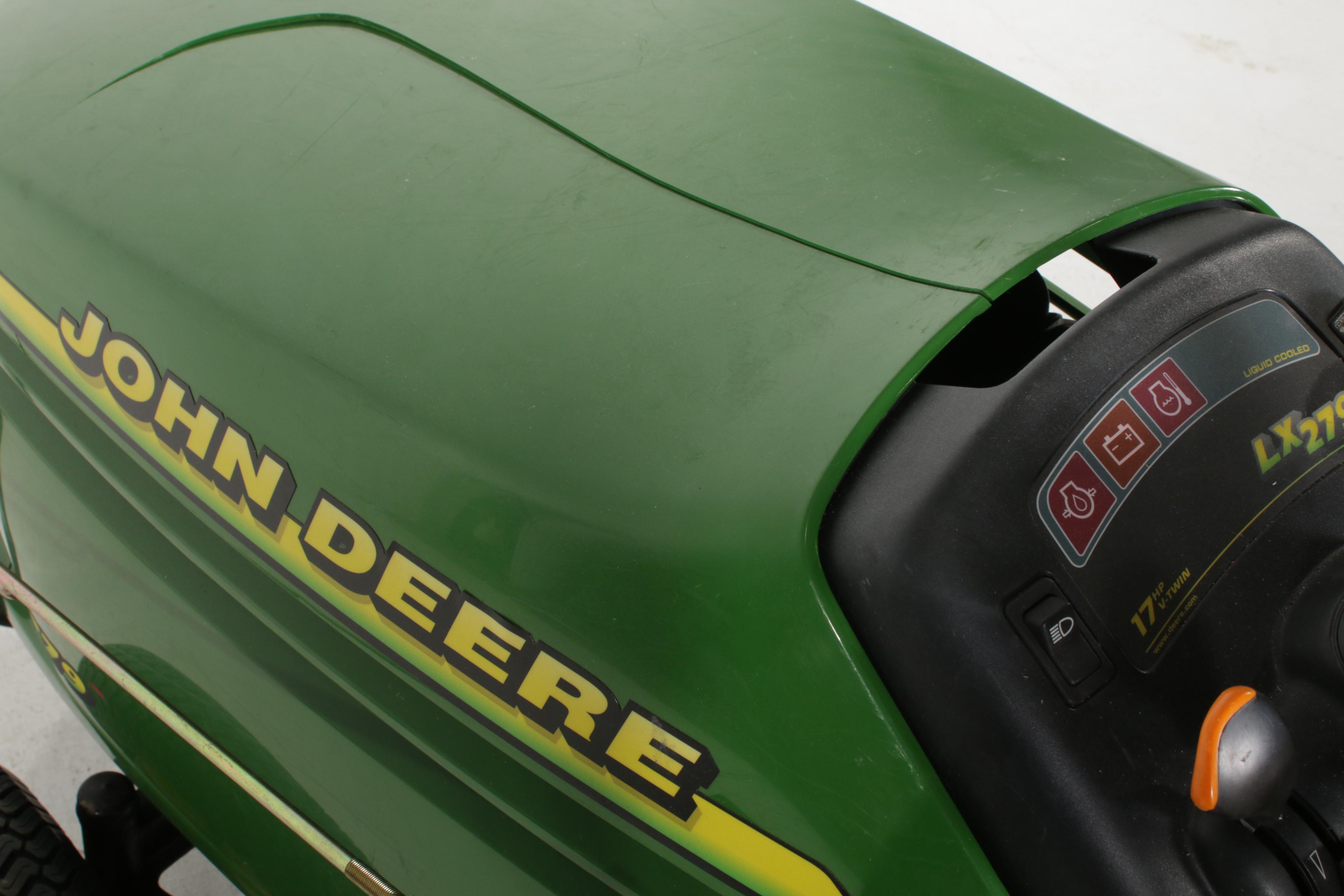 John Deere LX279 Riding Lawn Mower with Mowing Deck, Plow and Seed Spreader