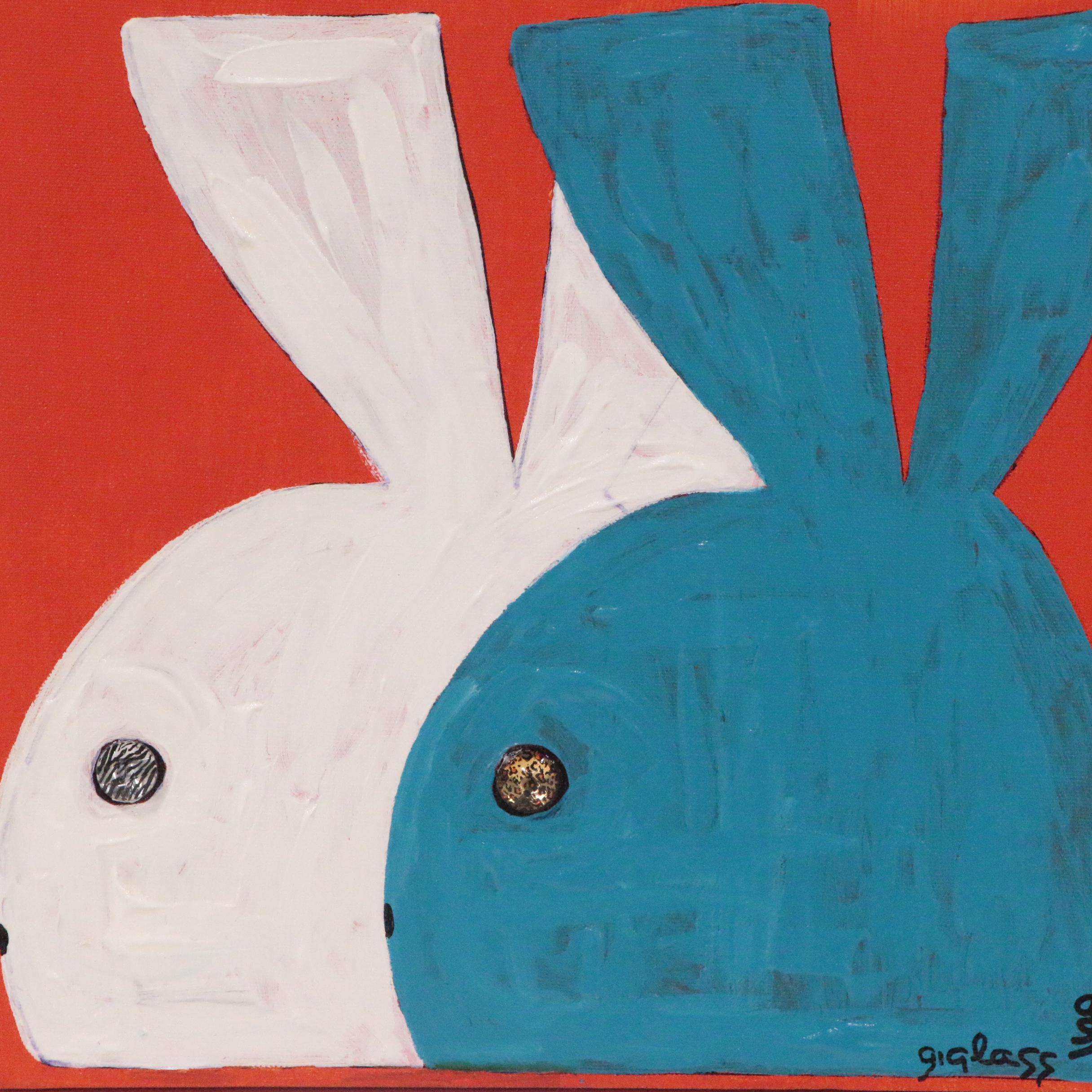 George Glass Acrylic Painting "Playboy Bunnies"