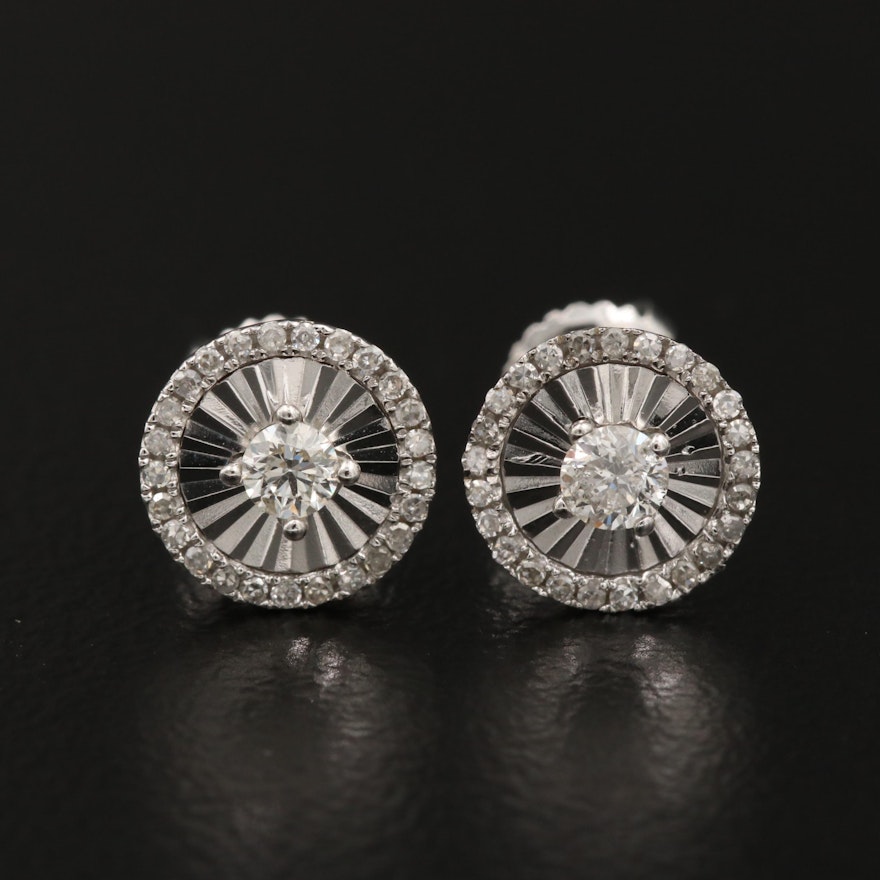 14K White Gold Diamond Stud Earrings