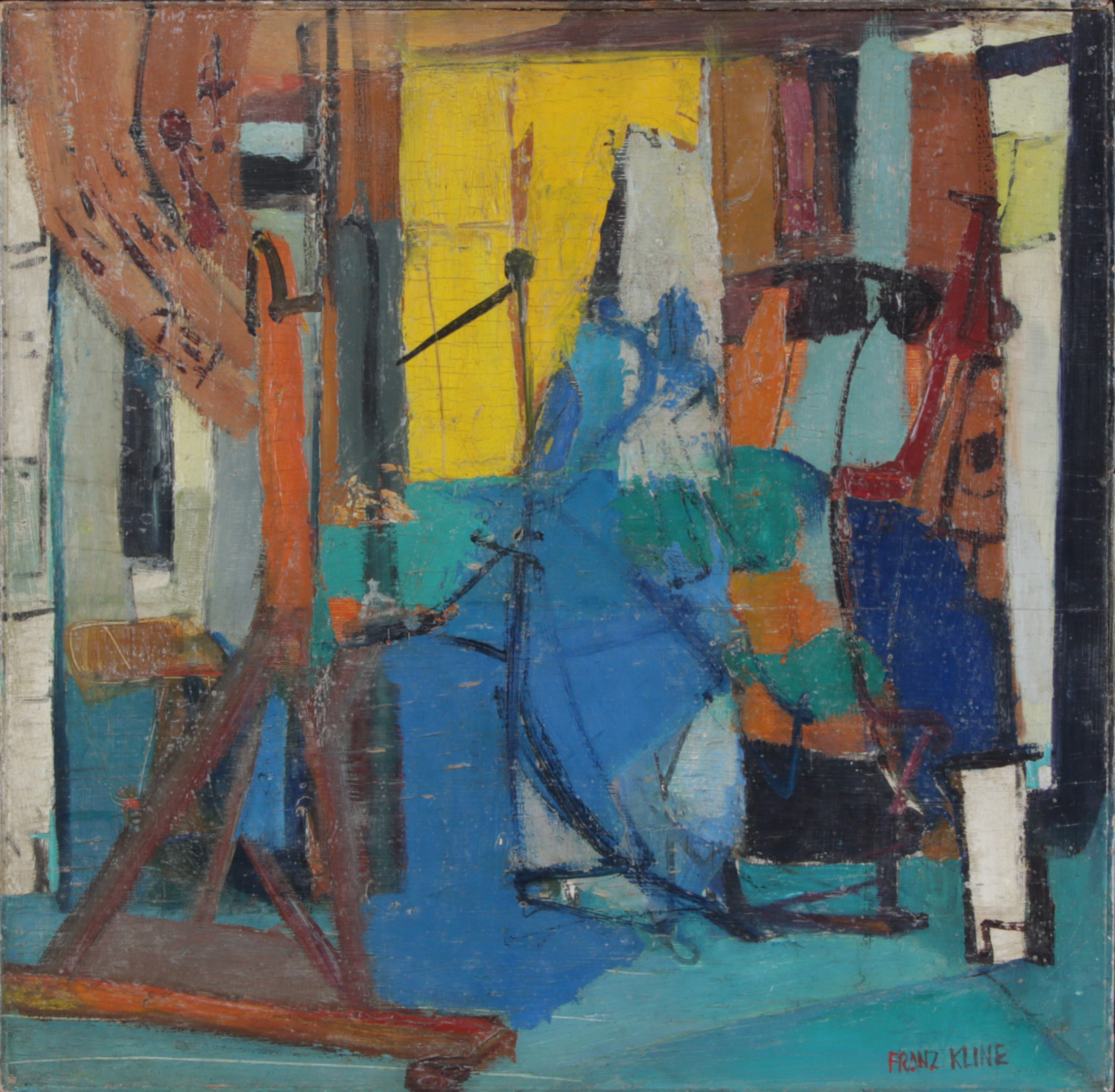 Franz Josef Kline Abstract Expressionist Oil Painting, Circa 1947 with Catalogue